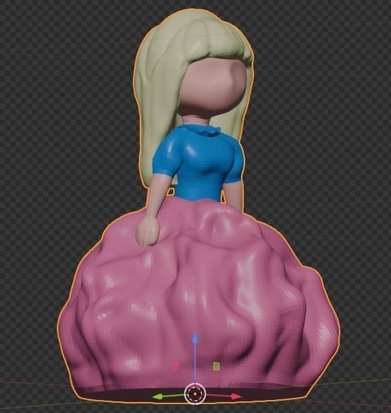 Little girl sculpture in gown 3D print model_3