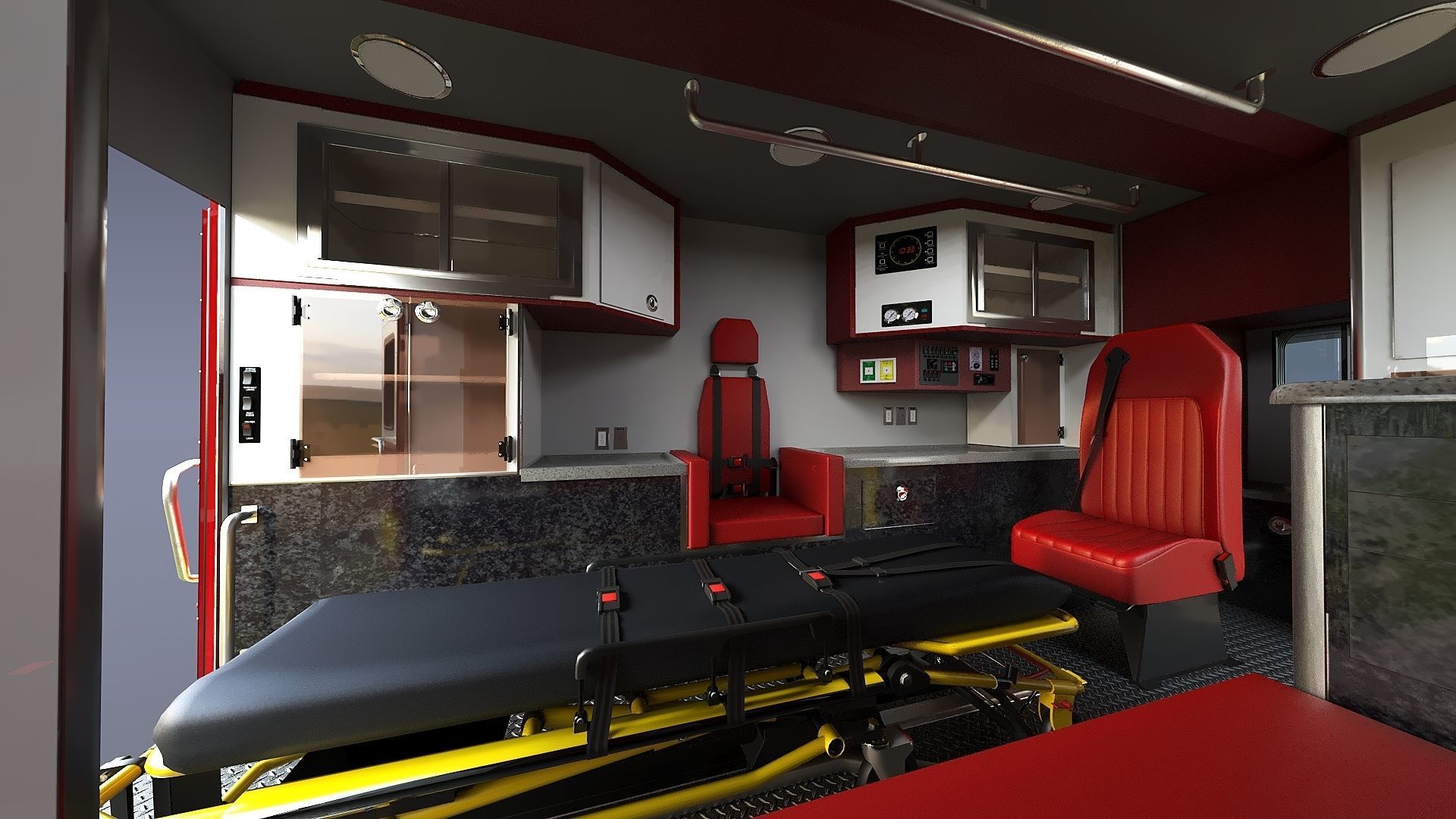 Freightliner M2 106  Ambulance Low-poly 3D model_27