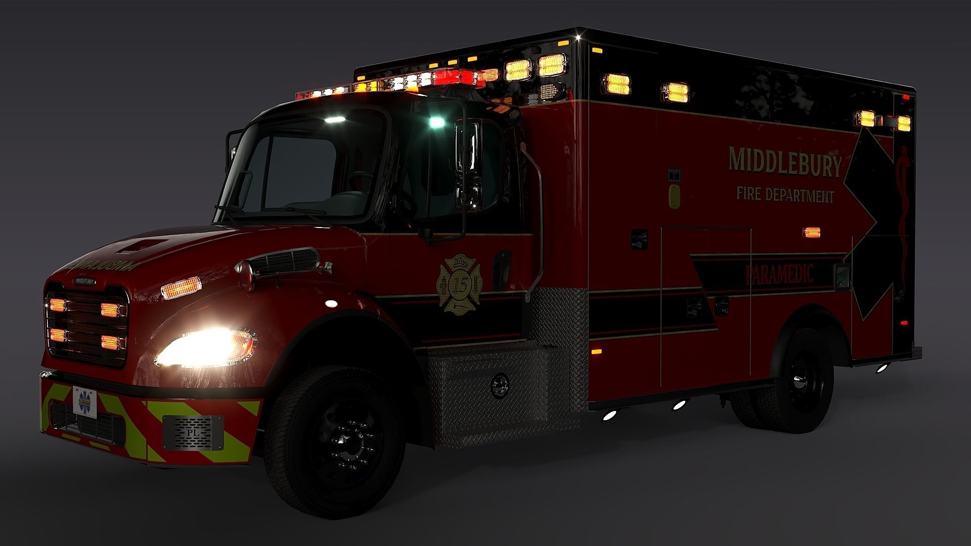 Freightliner M2 106  Ambulance Low-poly 3D model_35