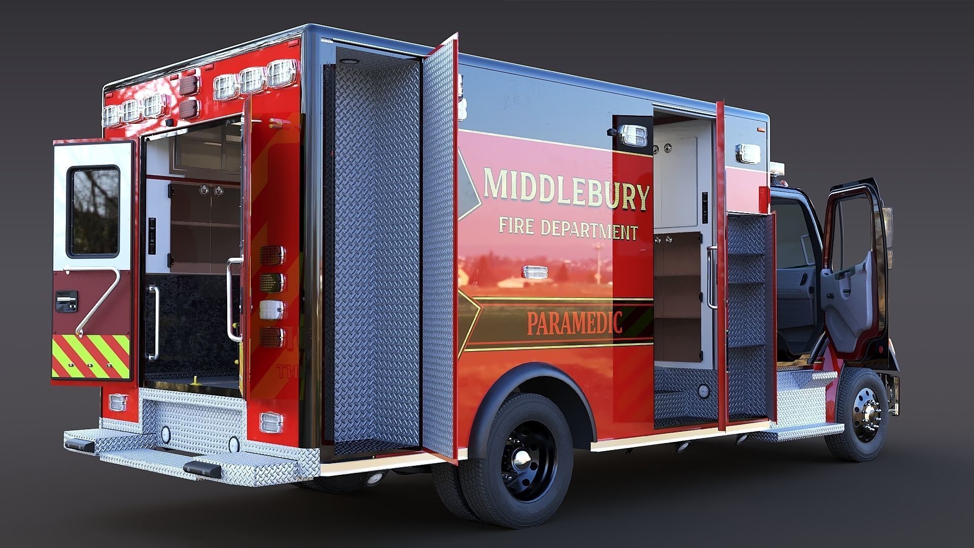 Freightliner M2 106  Ambulance Low-poly 3D model_9