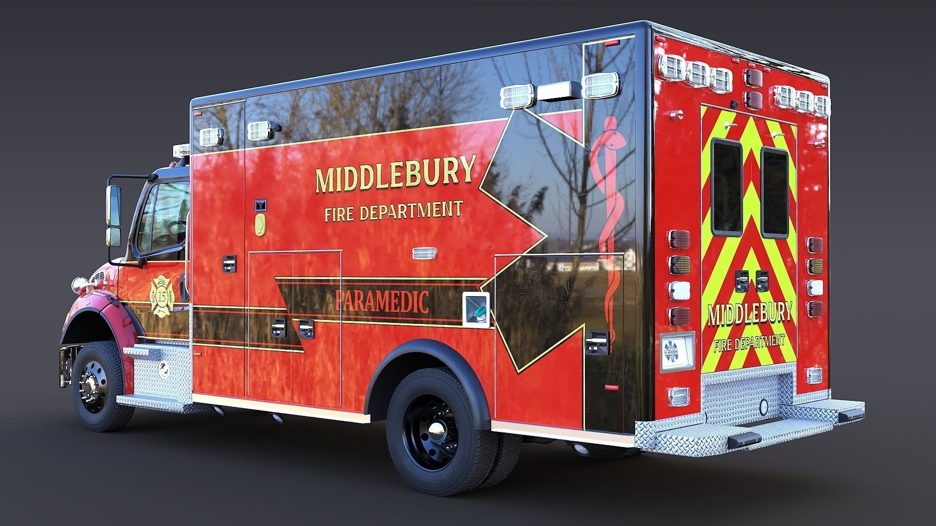 Freightliner M2 106  Ambulance Low-poly 3D model_4