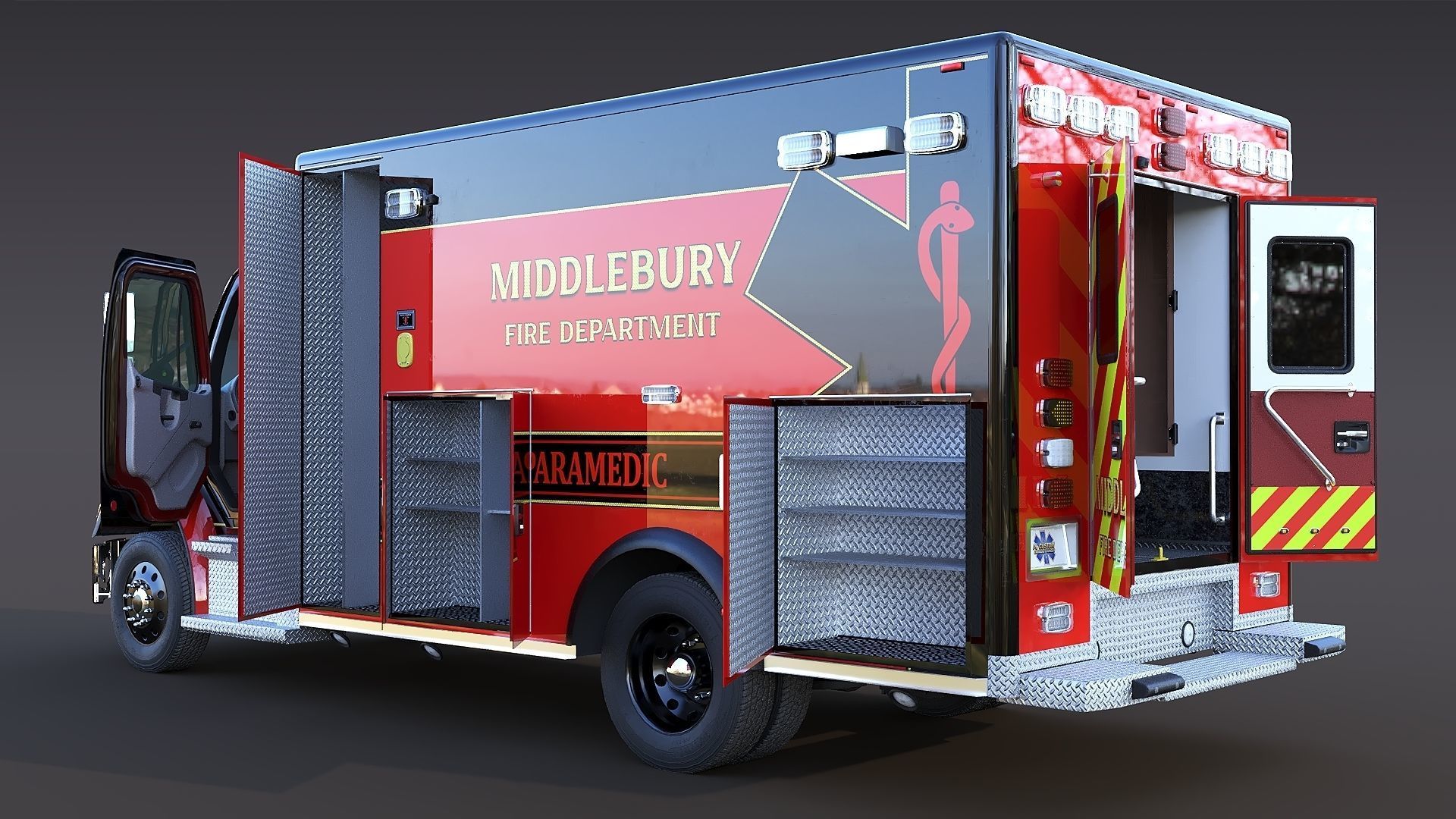 Freightliner M2 106  Ambulance Low-poly 3D model_5