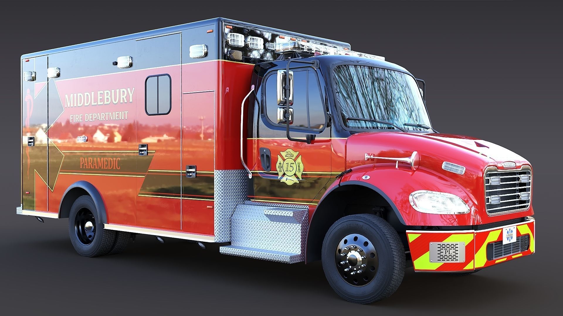 Freightliner M2 106  Ambulance Low-poly 3D model_11