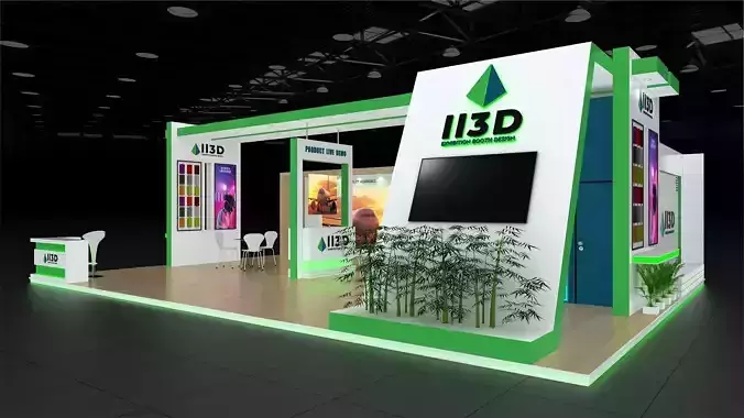 Exhibition Stand Stall Three Side Open 11X7 3D model