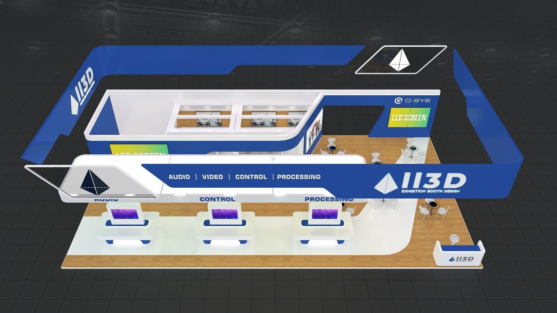 Exhibition Stand Stall Four Side Open 19X10 3D model_11