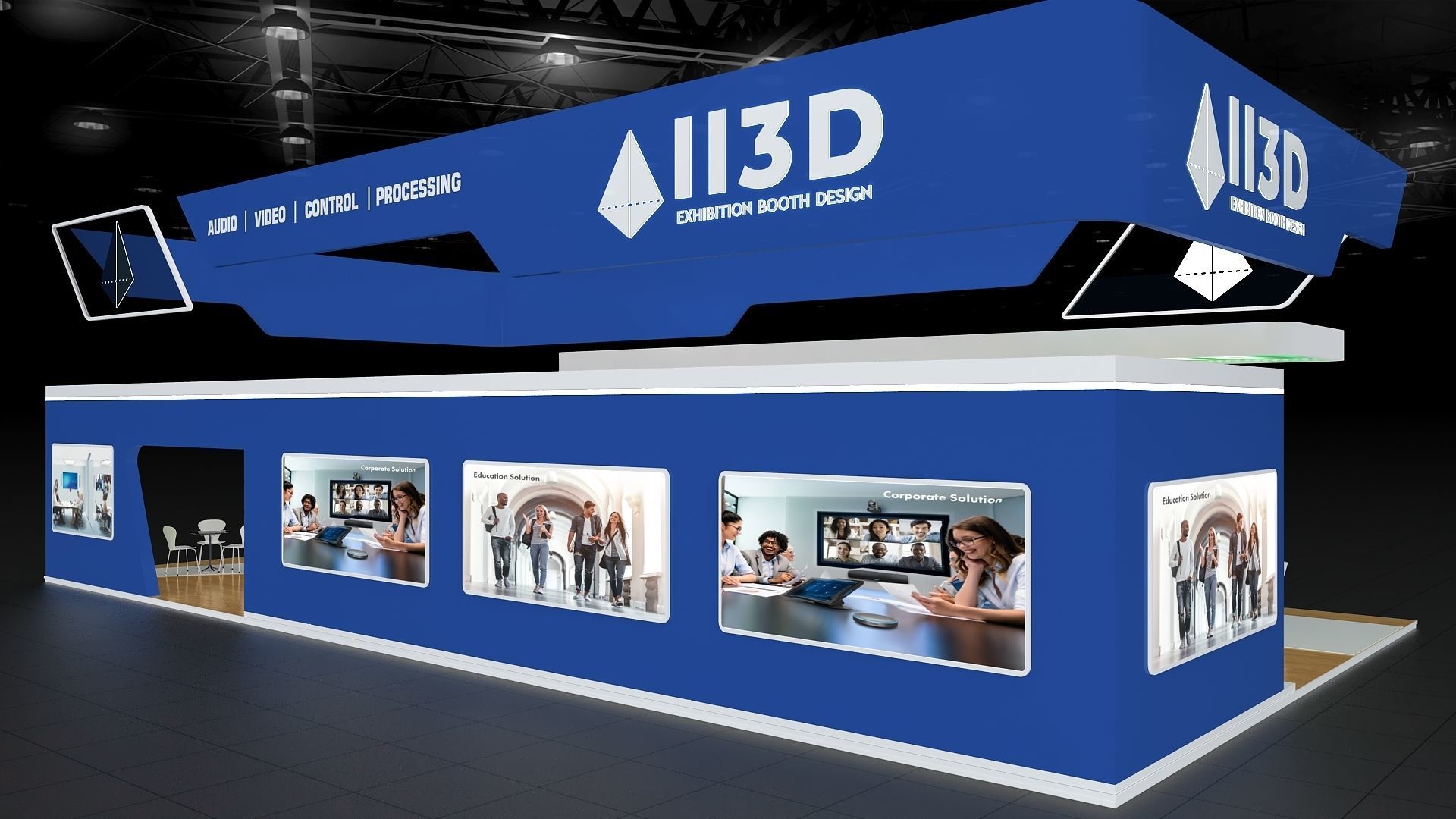 Exhibition Stand Stall Four Side Open 19X10 3D model_3