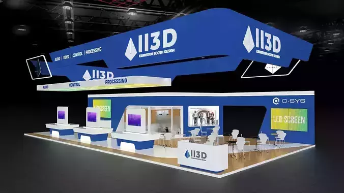 Exhibition Stand Stall Four Side Open 19X10 3D model