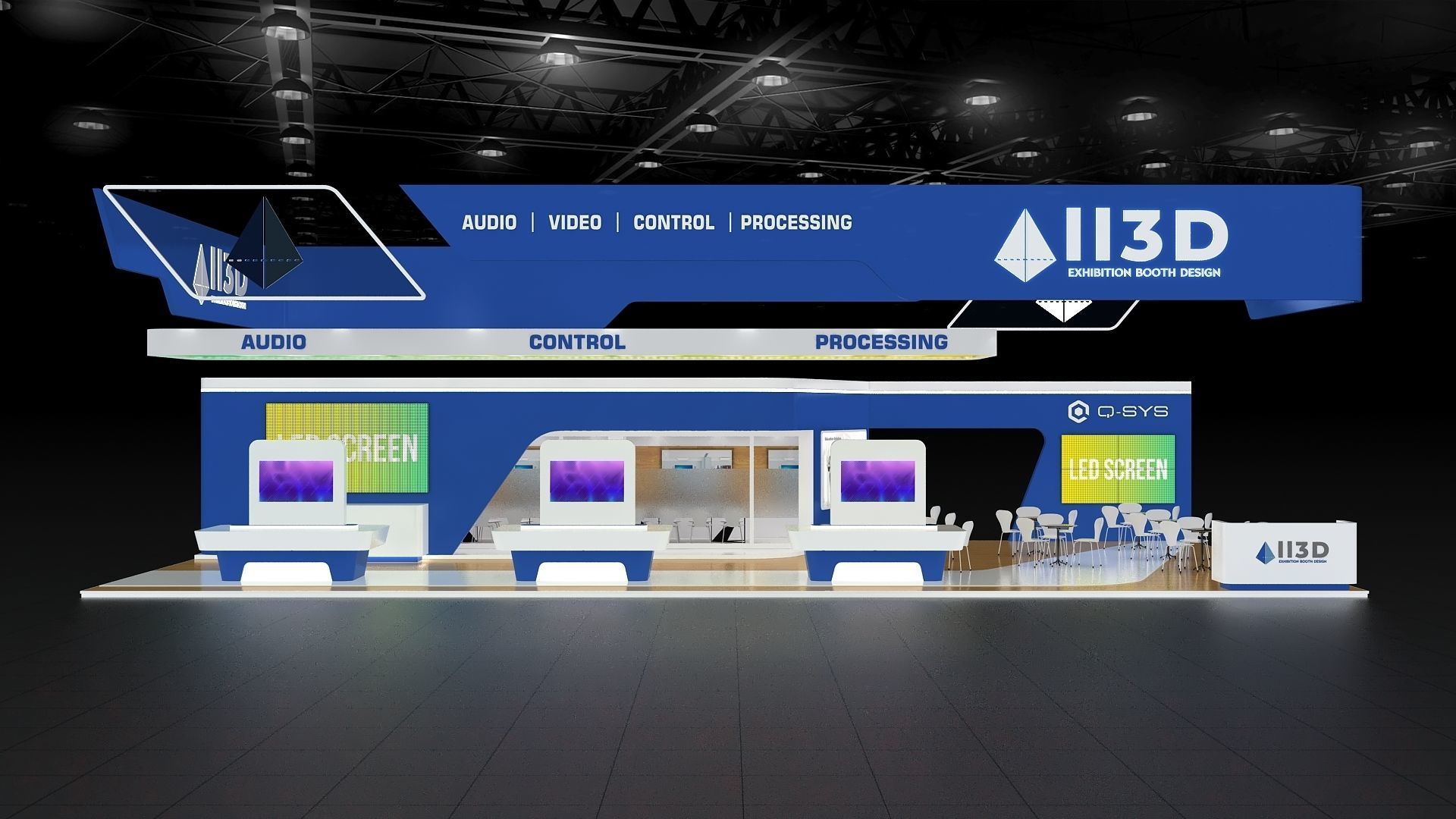 Exhibition Stand Stall Four Side Open 19X10 3D model_1