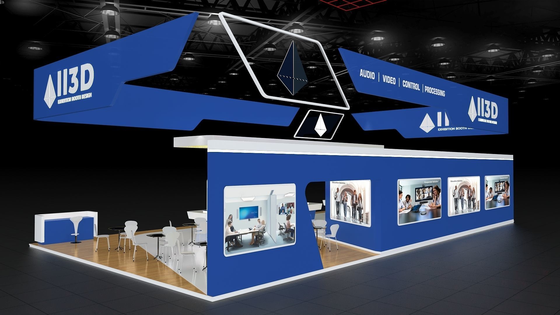 Exhibition Stand Stall Four Side Open 19X10 3D model_4