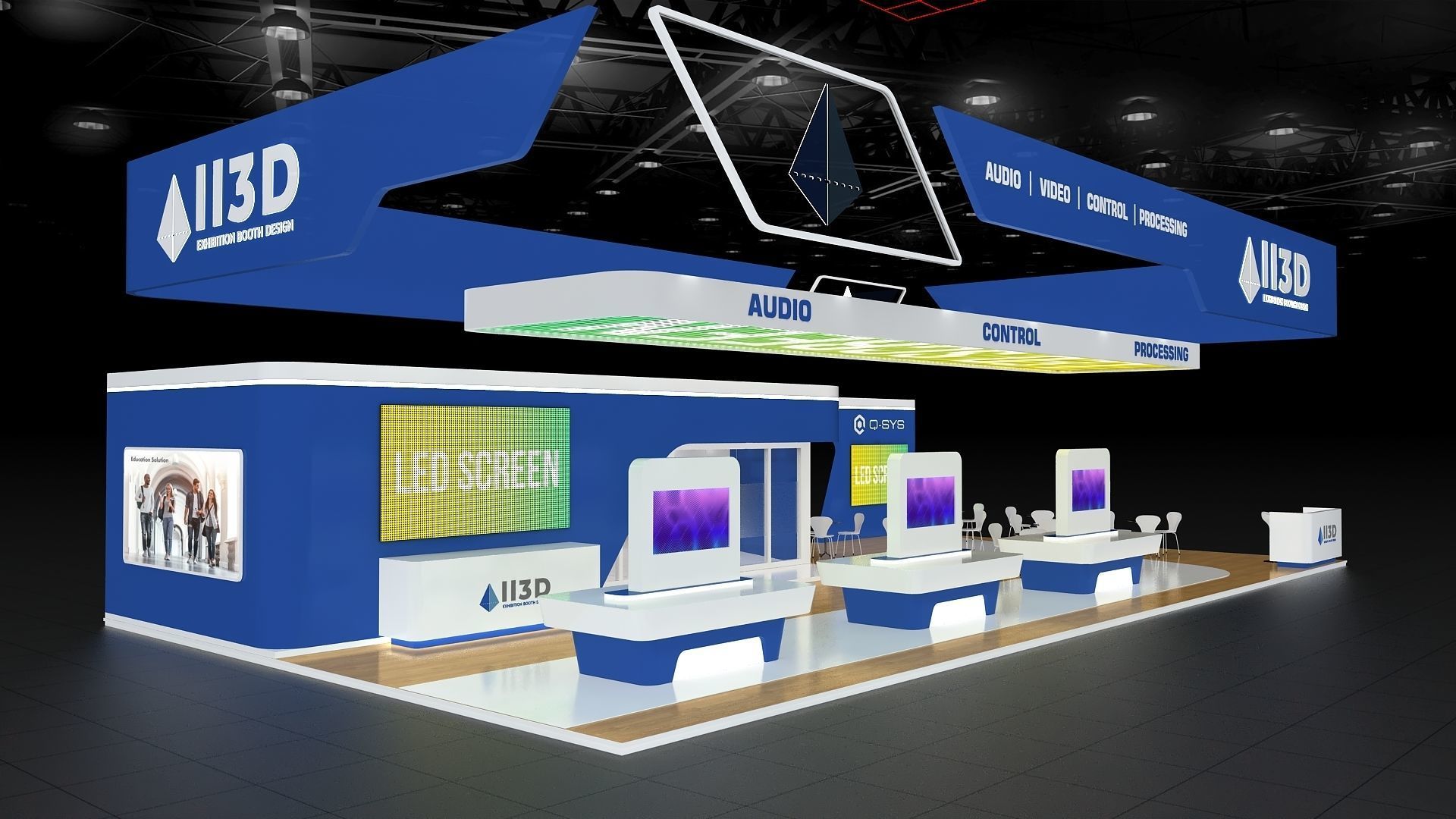 Exhibition Stand Stall Four Side Open 19X10 3D model_2