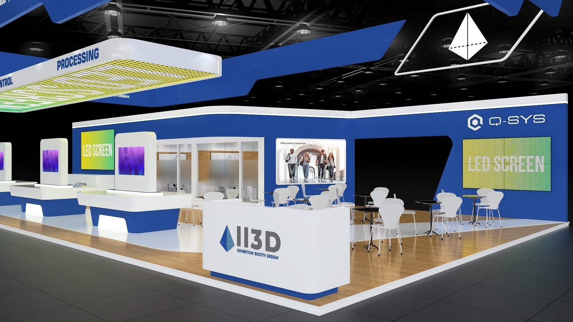 Exhibition Stand Stall Four Side Open 19X10 3D model_5