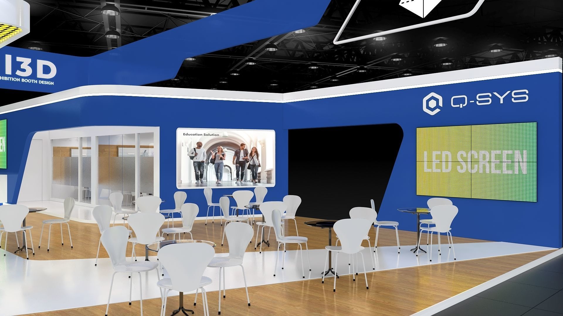 Exhibition Stand Stall Four Side Open 19X10 3D model_8