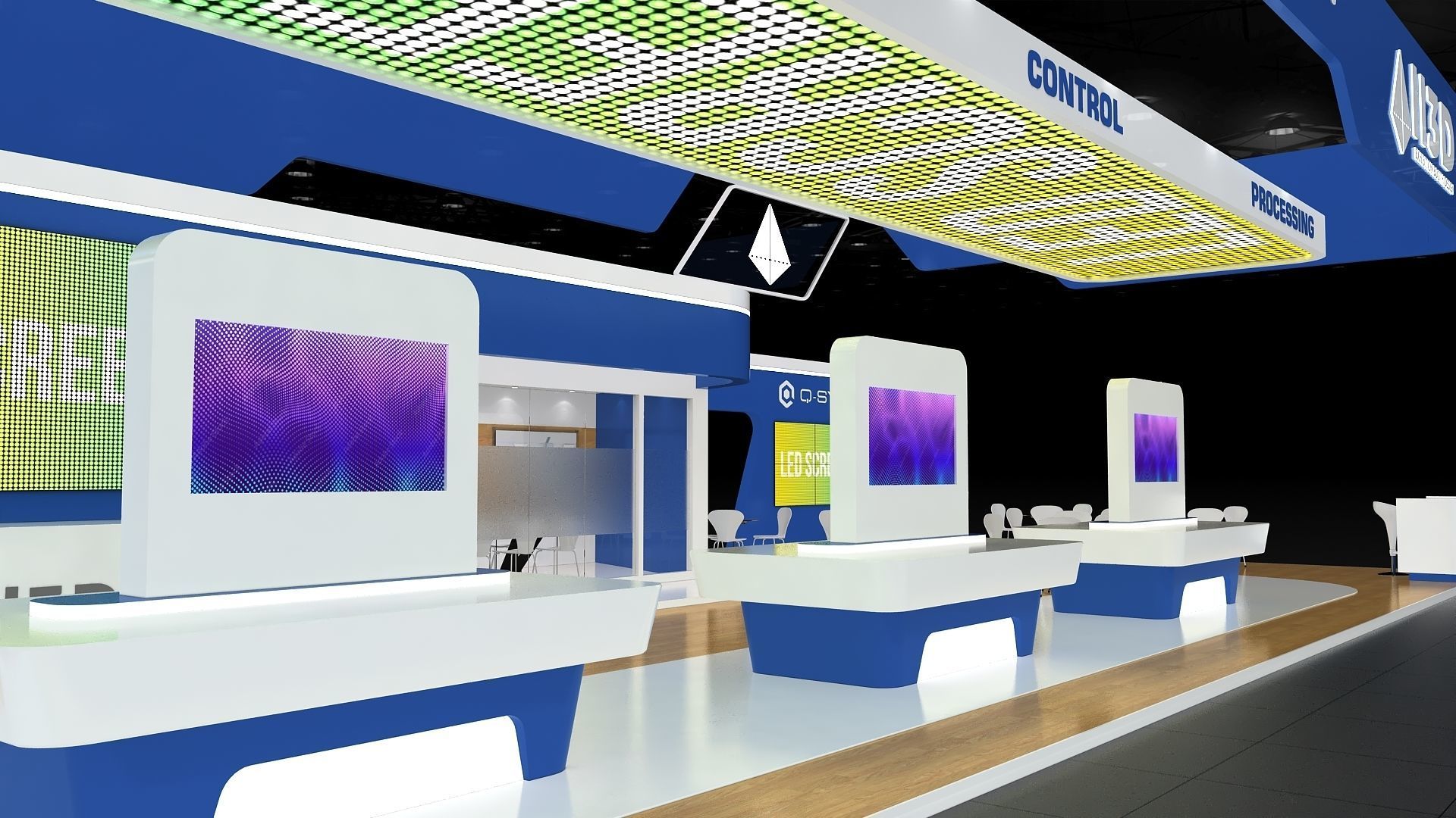Exhibition Stand Stall Four Side Open 19X10 3D model_9