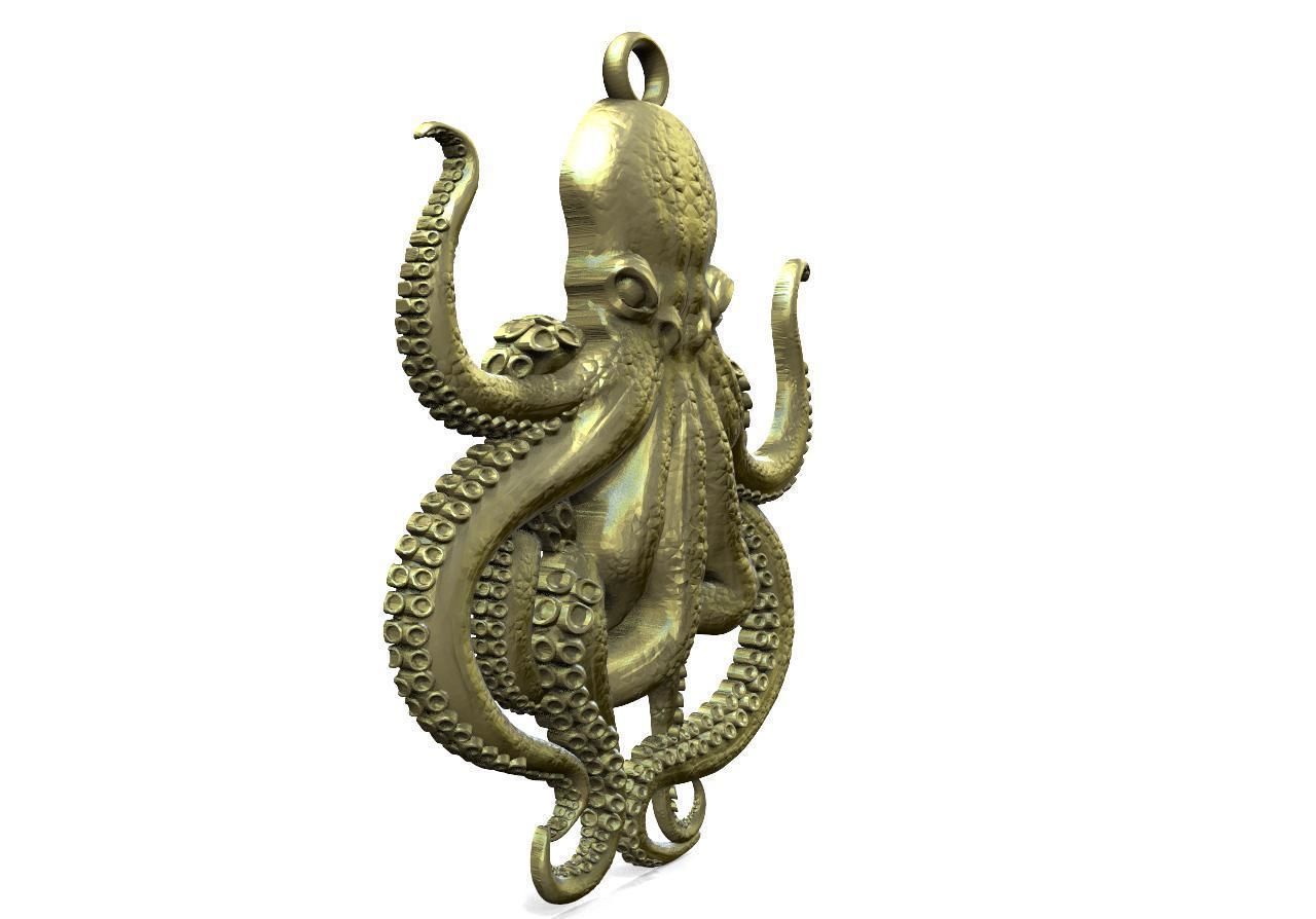Octopus pendant 3D print model_2