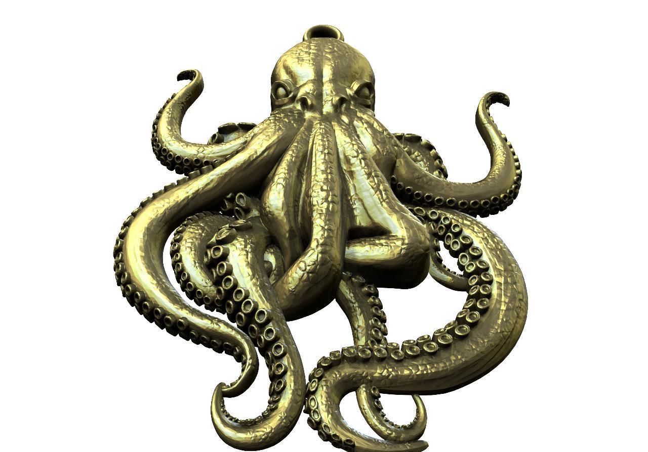 Octopus pendant 3D print model_3