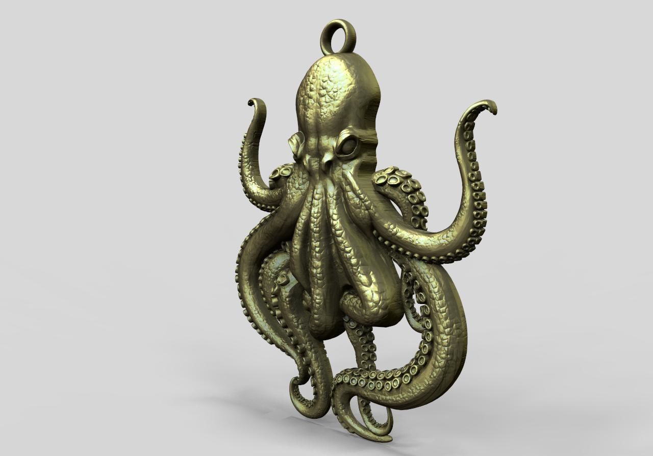 Octopus pendant 3D print model_1