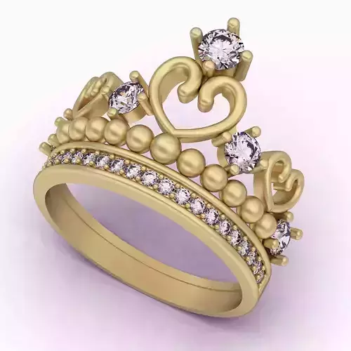 Crown ring silver gold sterling printable jewelry 3D model