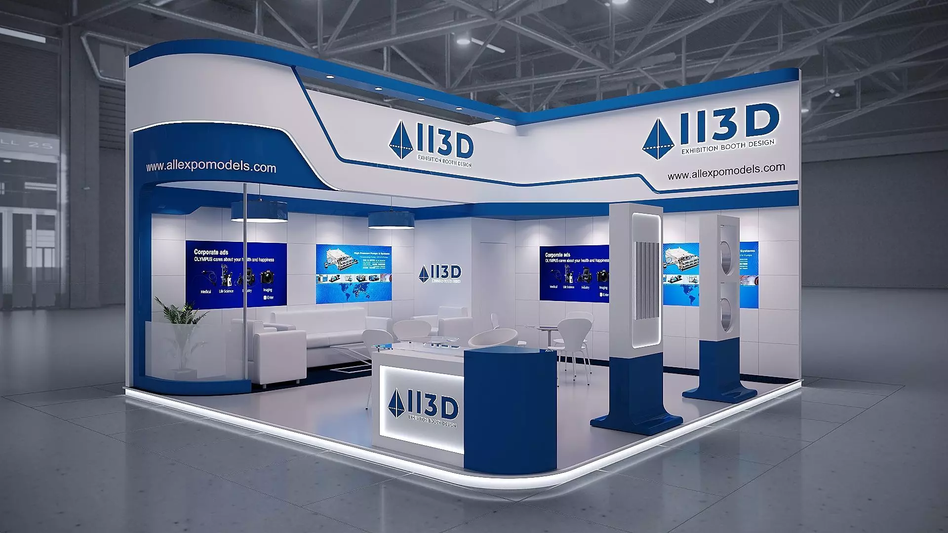 Exhibition Stand Stall Two Side Open 6X6 3D model_0