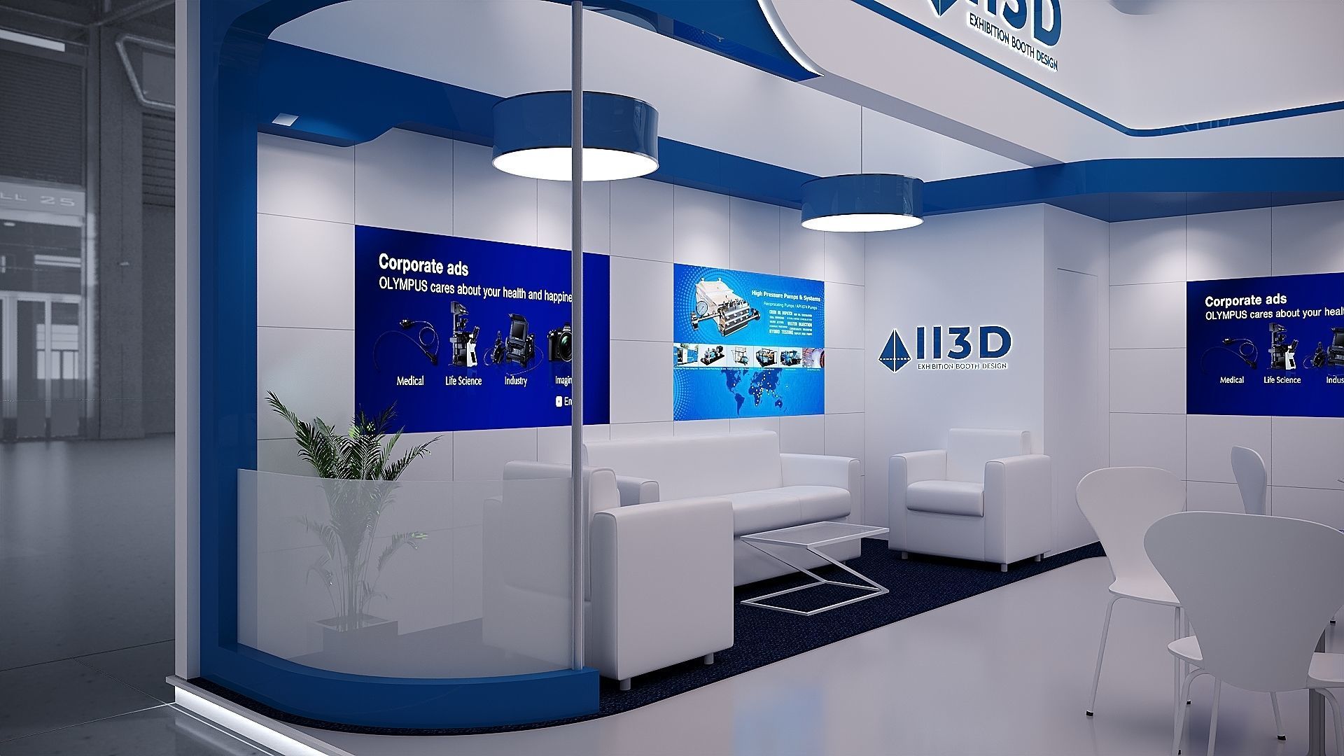 Exhibition Stand Stall Two Side Open 6X6 3D model_2