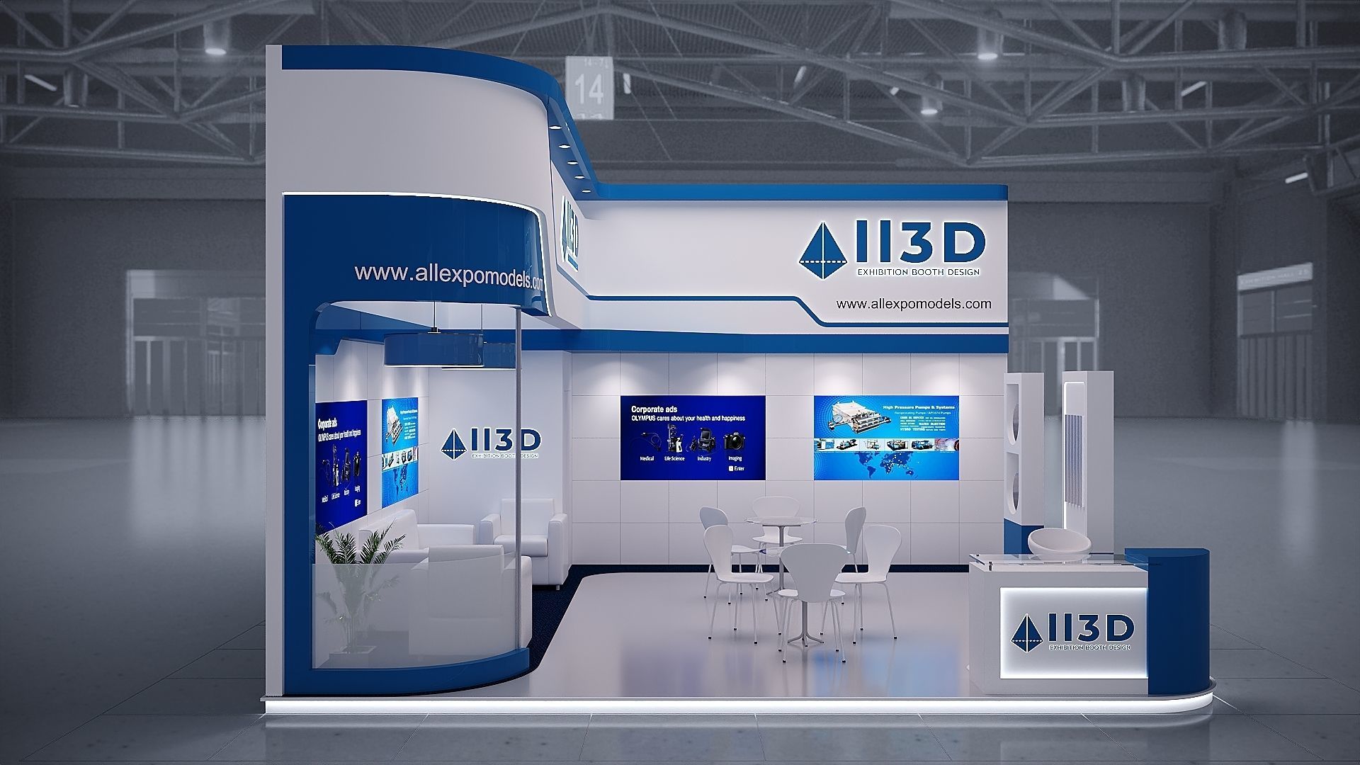 Exhibition Stand Stall Two Side Open 6X6 3D model_8