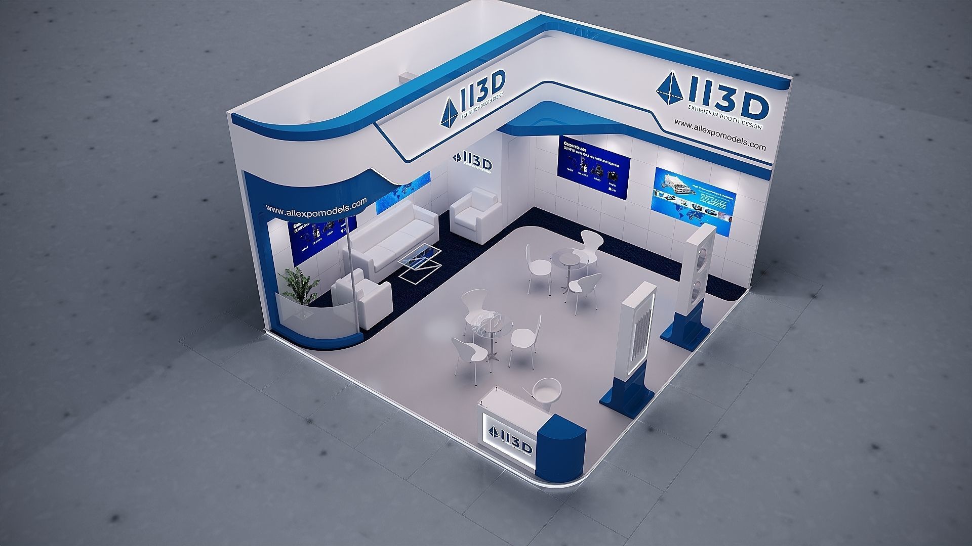 Exhibition Stand Stall Two Side Open 6X6 3D model_4
