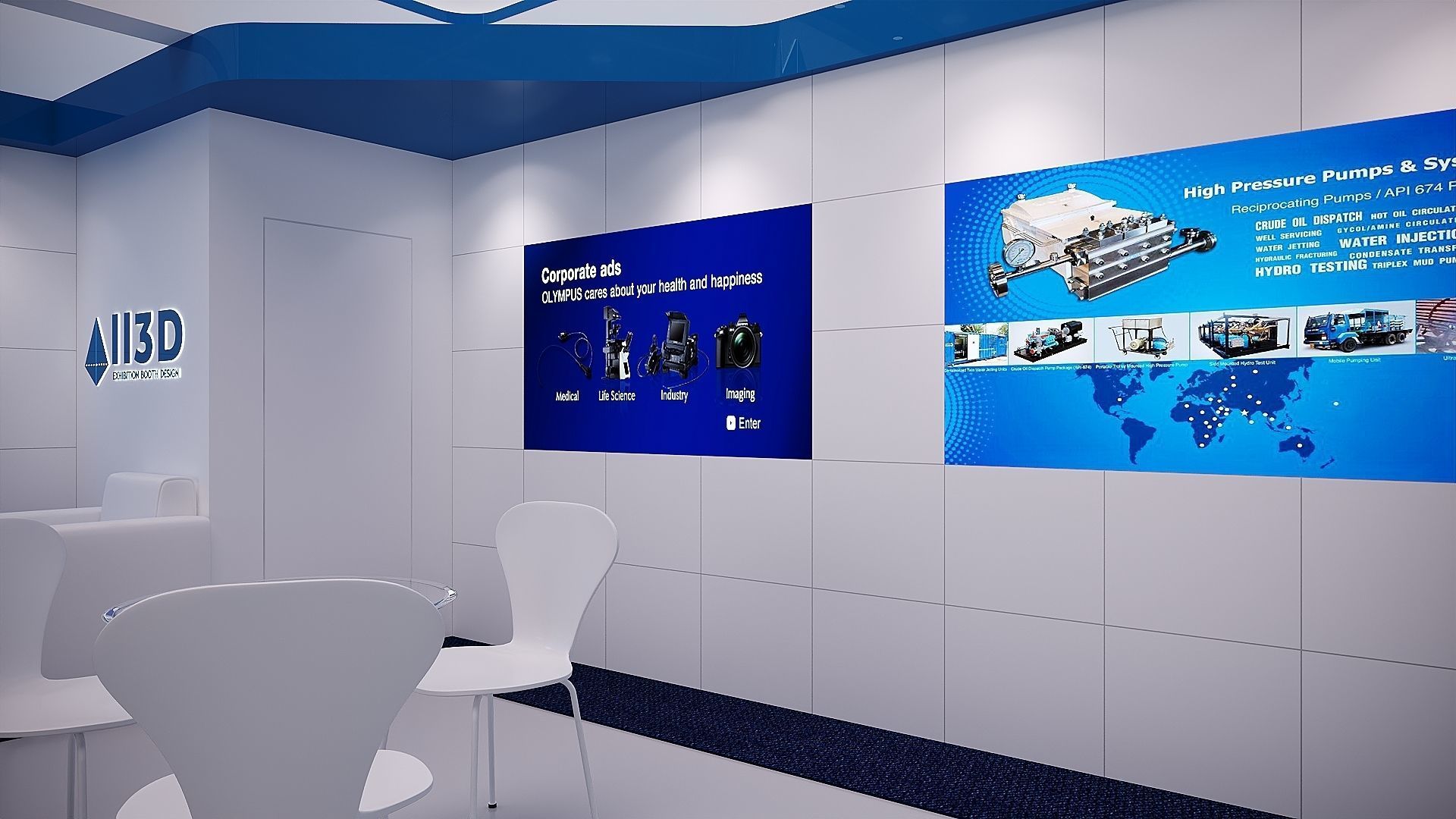 Exhibition Stand Stall Two Side Open 6X6 3D model_7