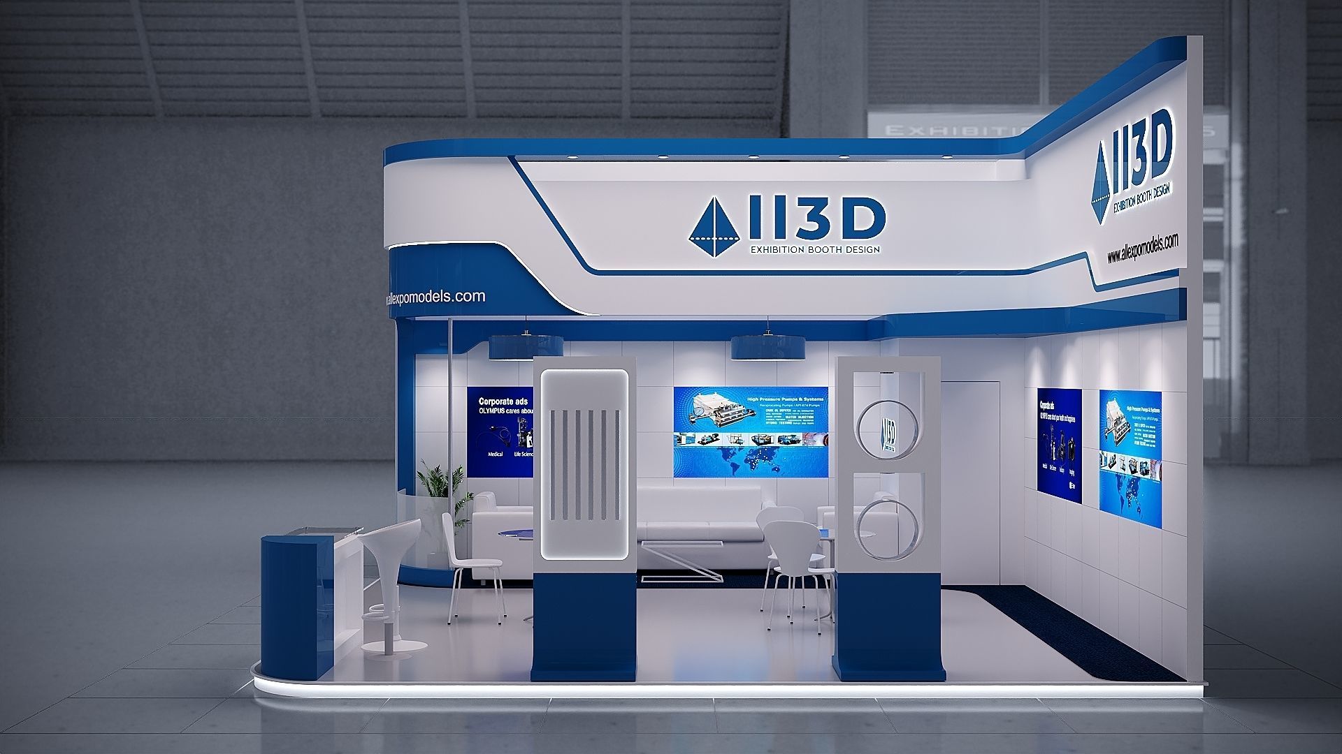 Exhibition Stand Stall Two Side Open 6X6 3D model_3