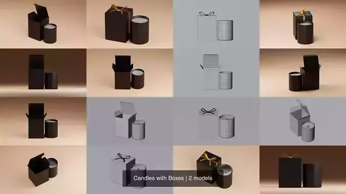Candles with Boxes 3D Model Collection