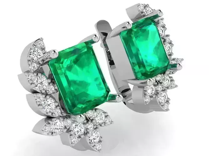 Emerald English Lock Earring 4858 3D print model