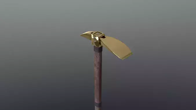 Hoe - Gold Low-poly 3D model