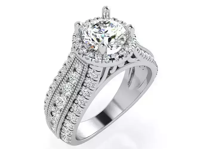 Round Halo Diamond Ring 4864