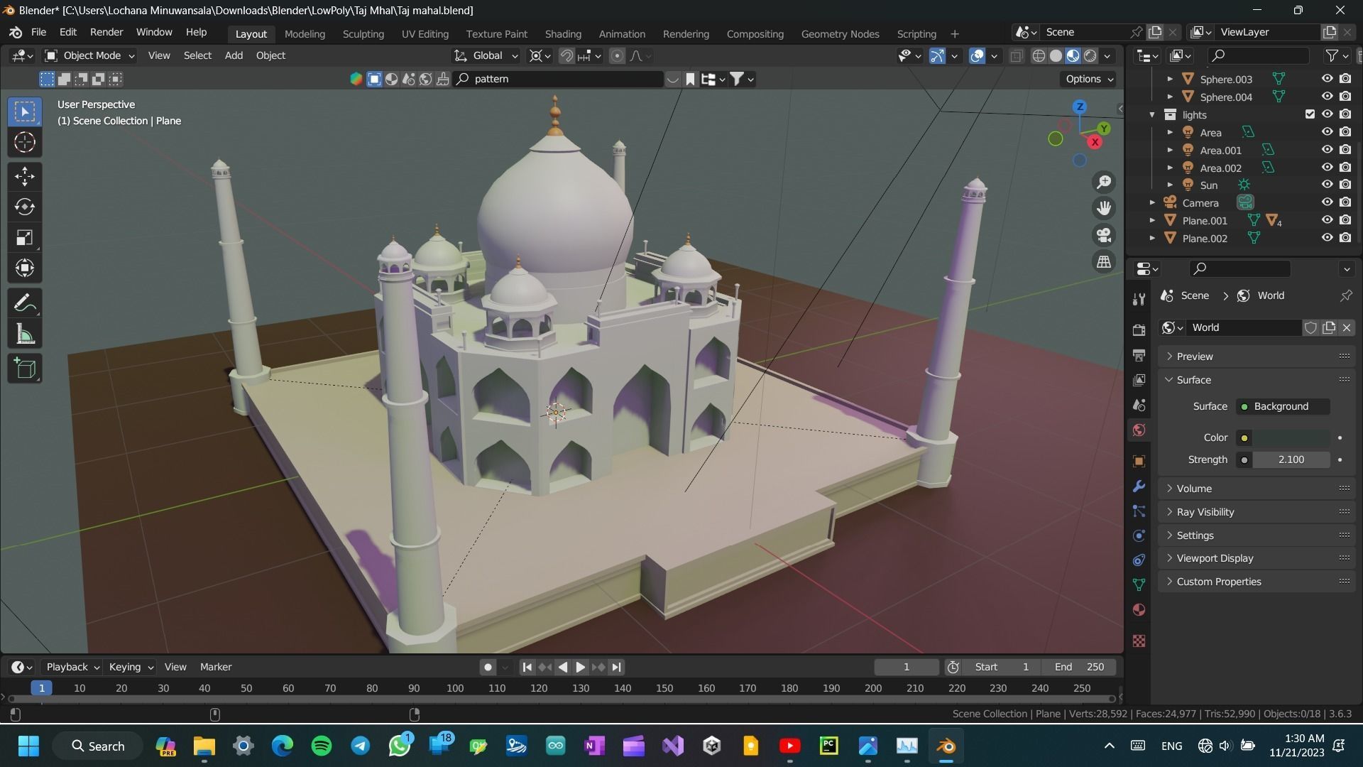 3D Taj Mahal model Low-poly 3D model_3