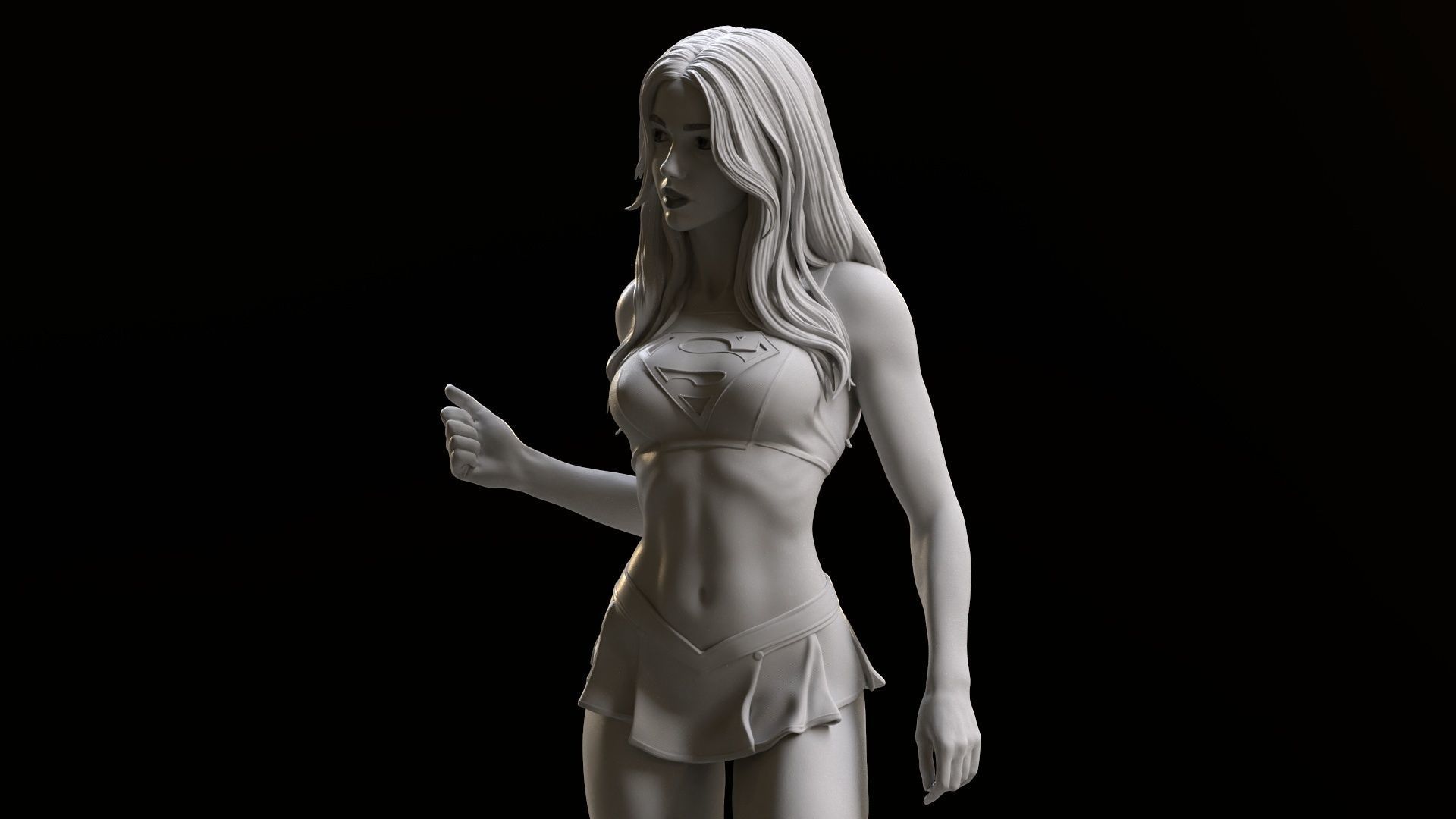 Supergirl hitchhiking 3D print model_20
