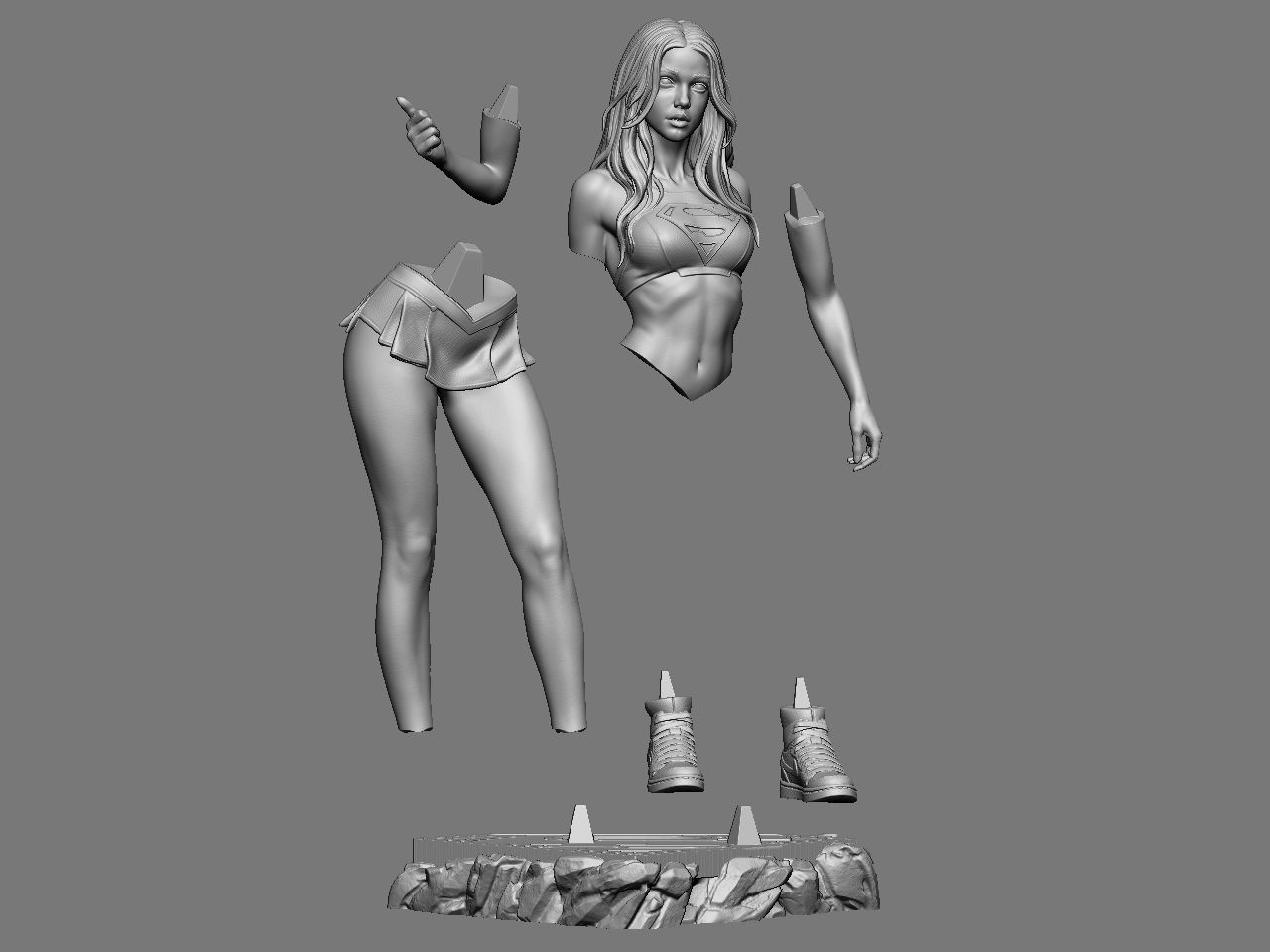 Supergirl hitchhiking 3D print model_44