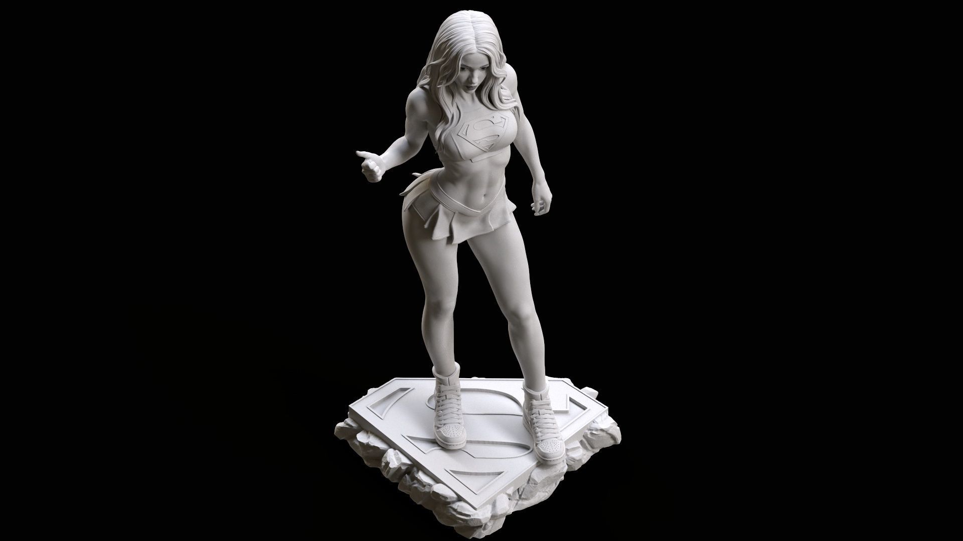 Supergirl hitchhiking 3D print model_29
