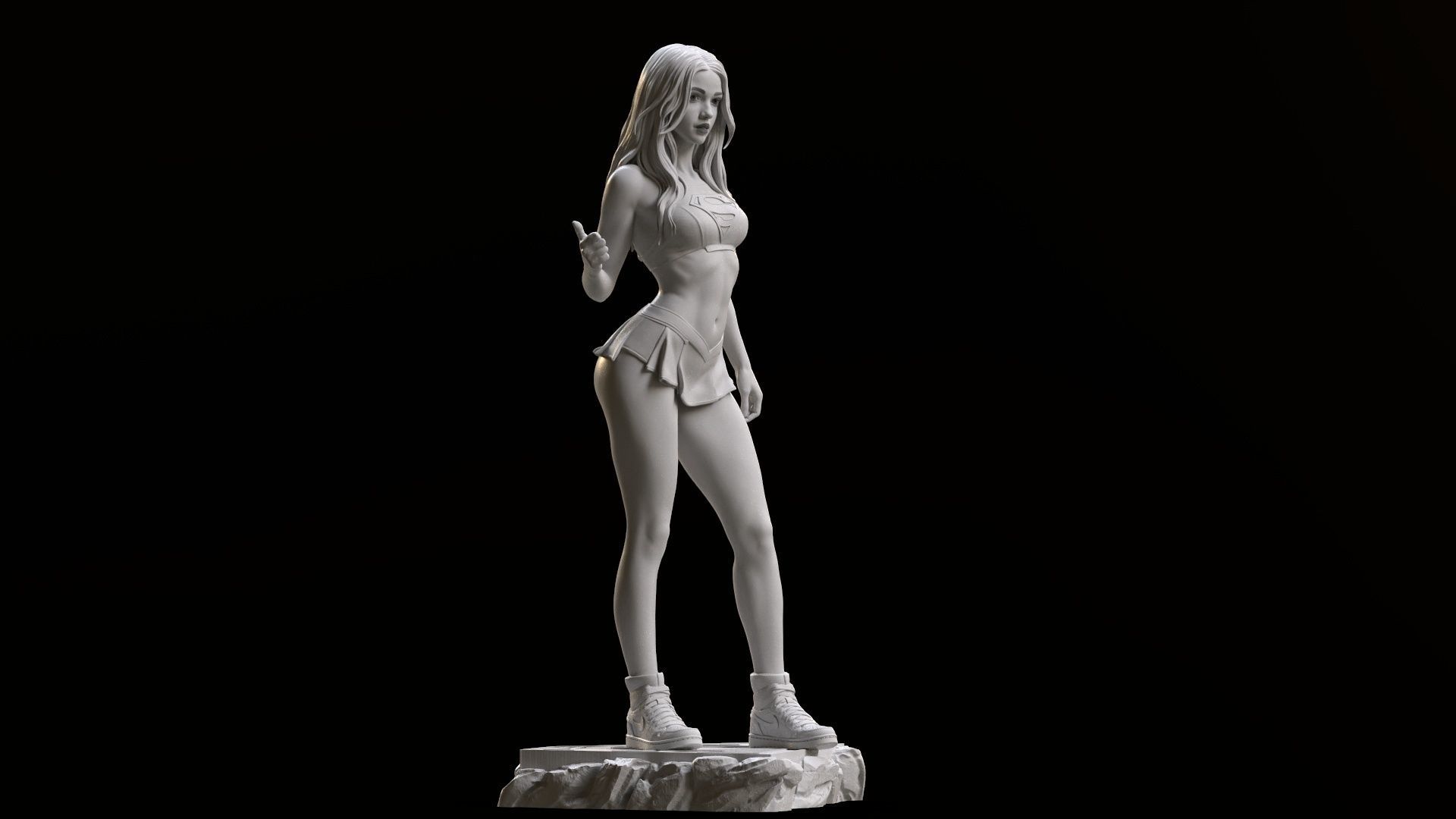 Supergirl hitchhiking 3D print model_5