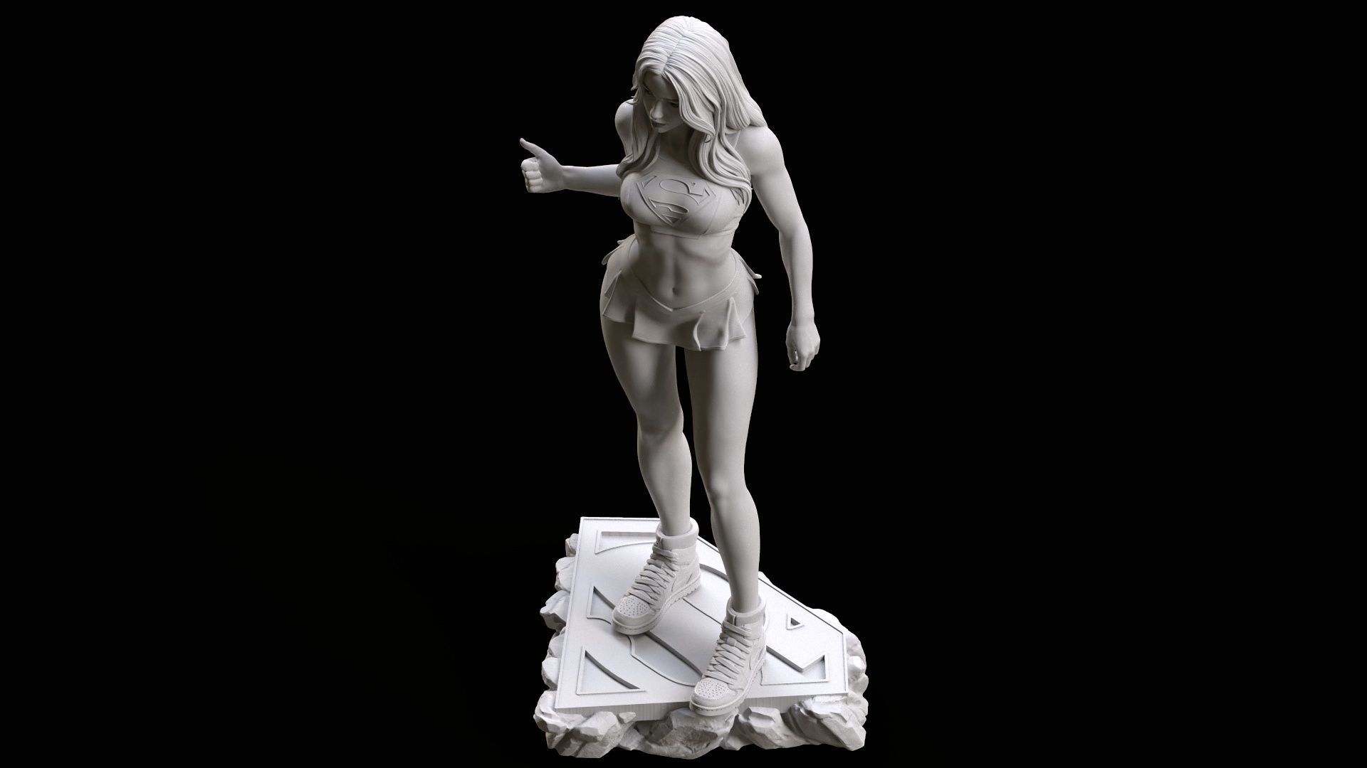 Supergirl hitchhiking 3D print model_37