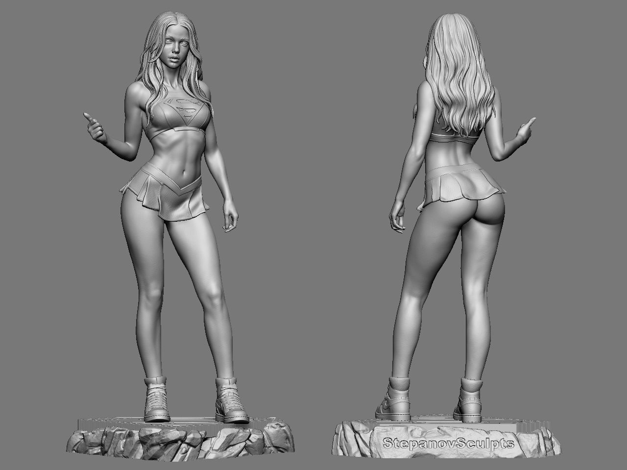 Supergirl hitchhiking 3D print model_43