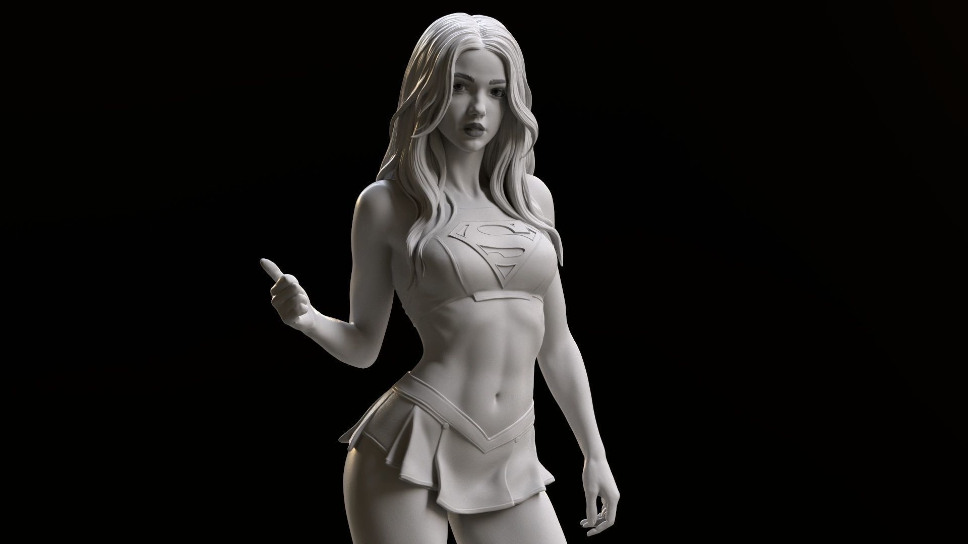 Supergirl hitchhiking 3D print model_13