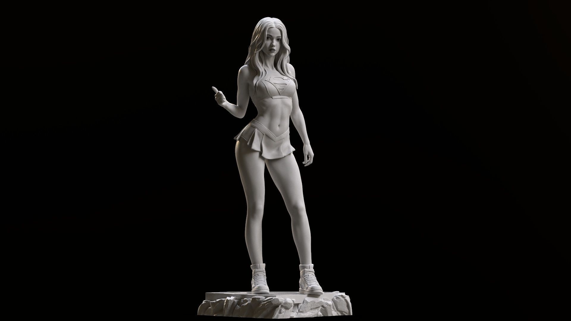 Supergirl hitchhiking 3D print model_4
