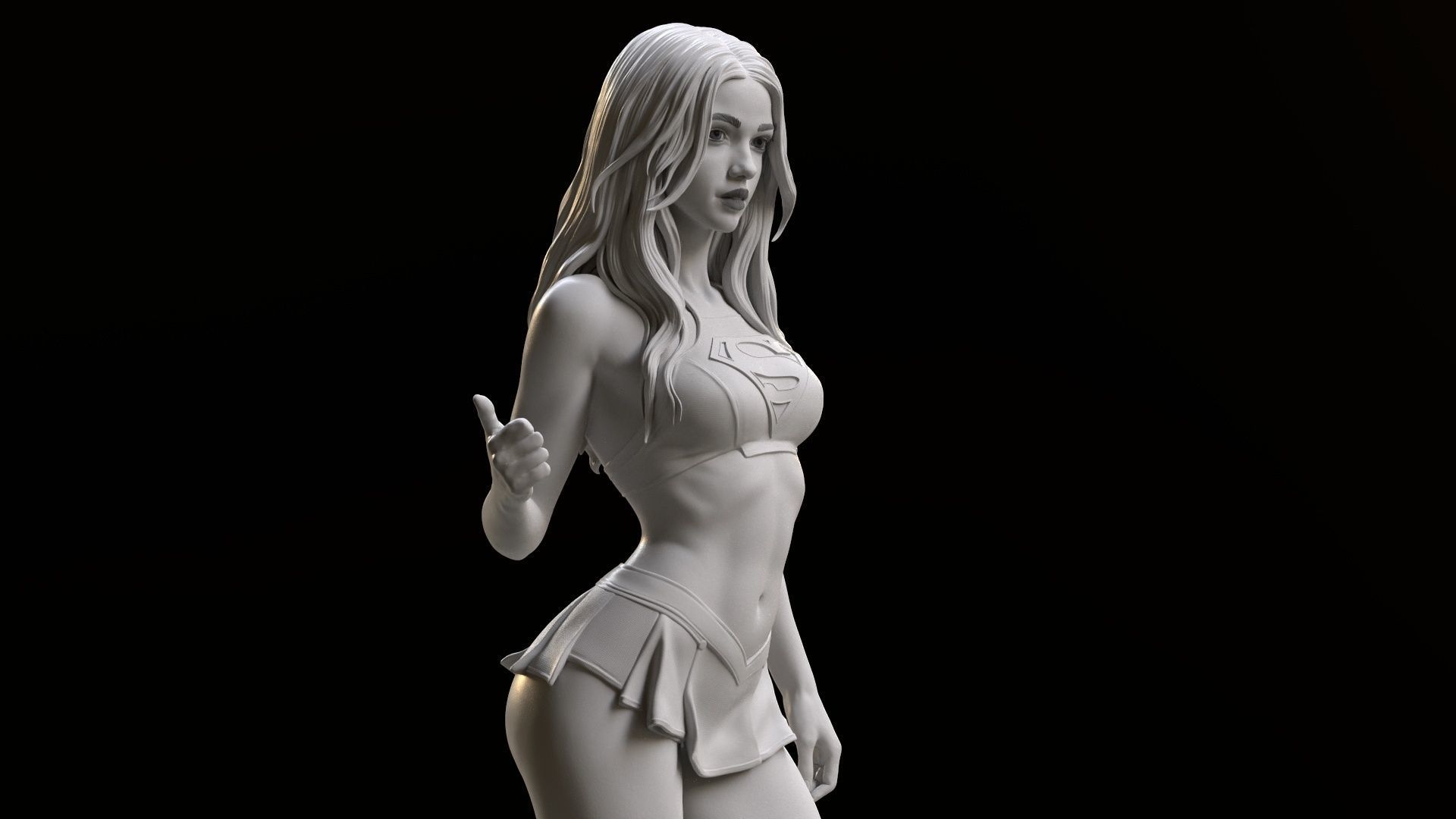 Supergirl hitchhiking 3D print model_14
