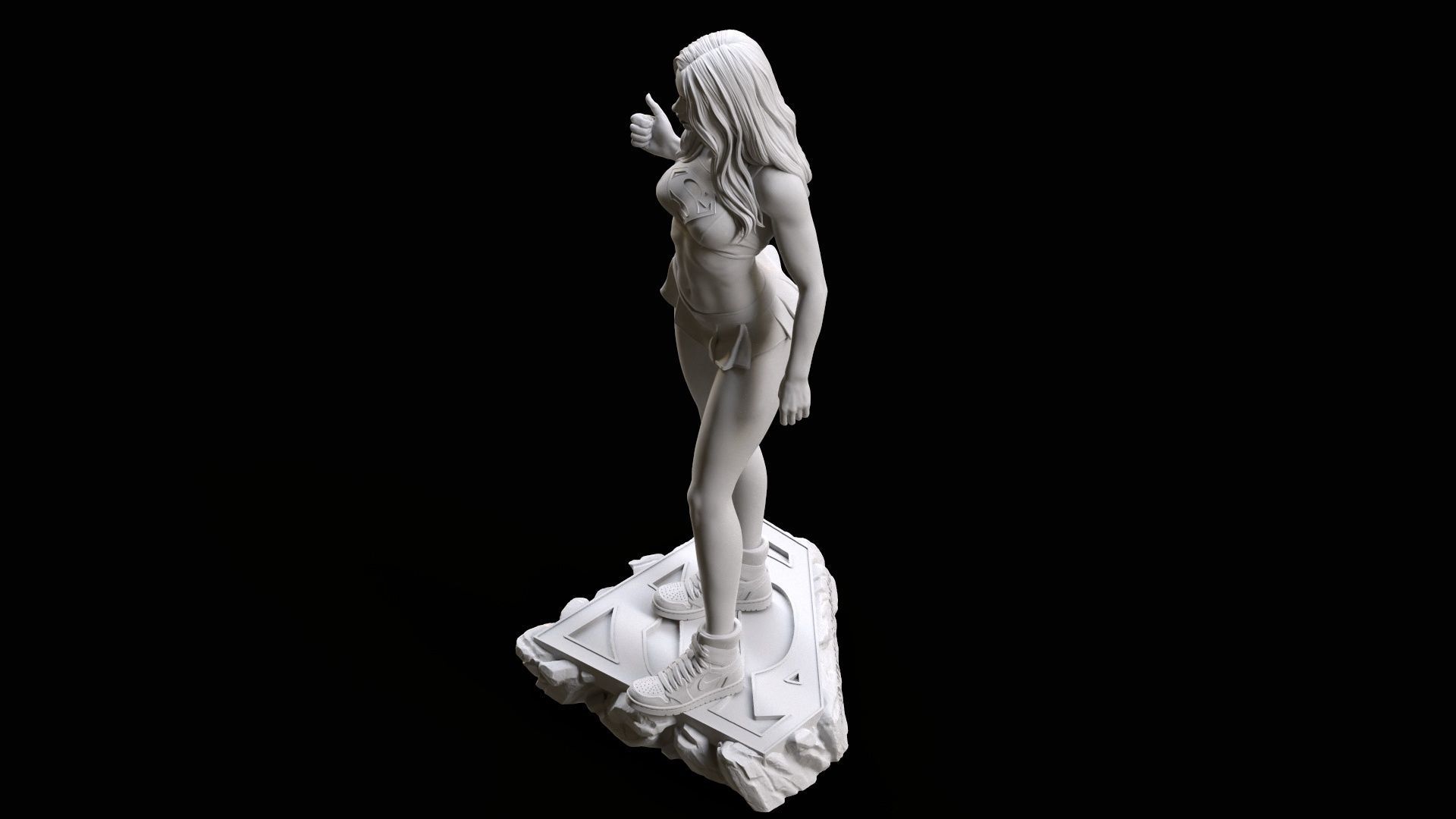 Supergirl hitchhiking 3D print model_36