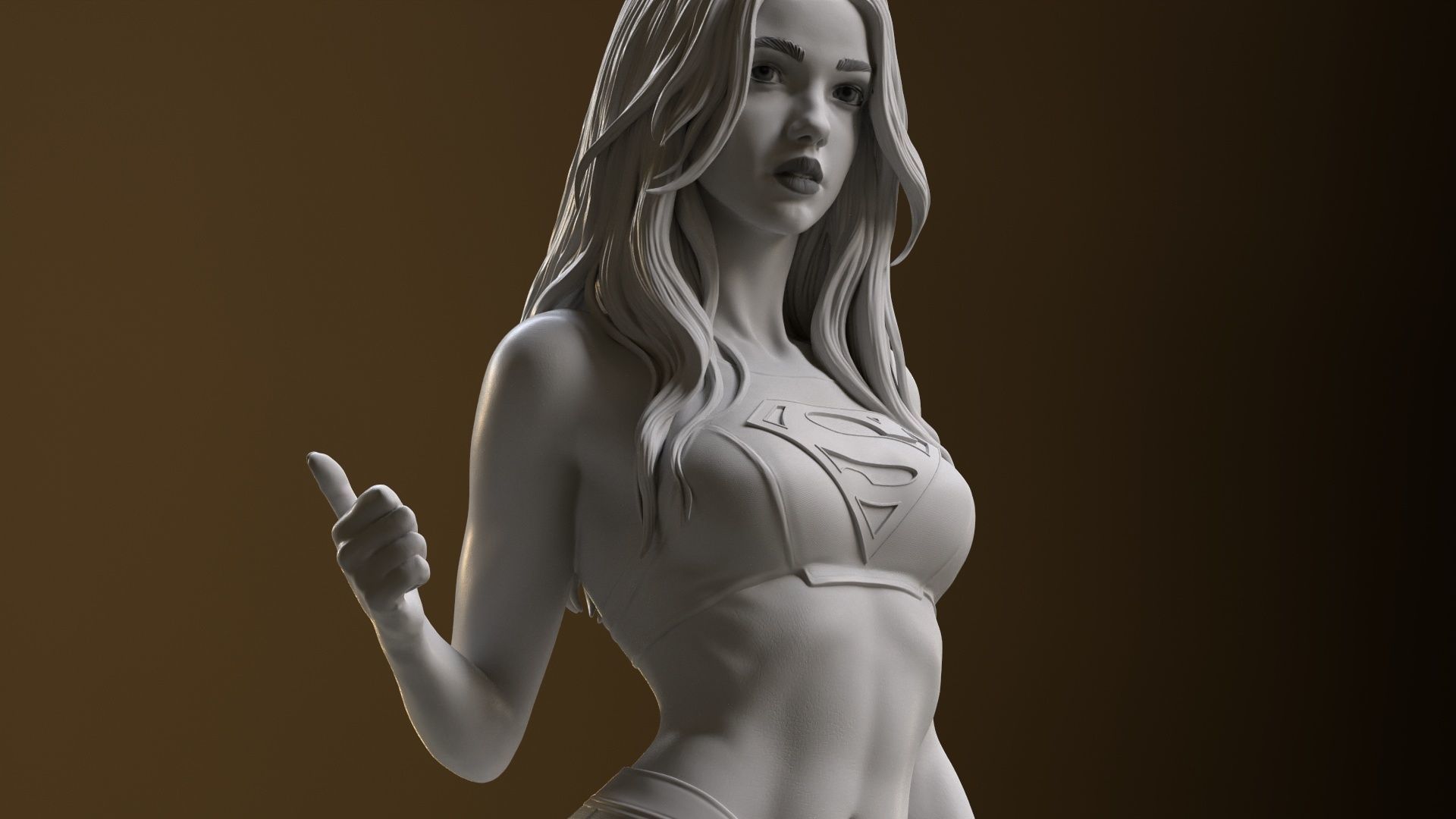 Supergirl hitchhiking 3D print model_38