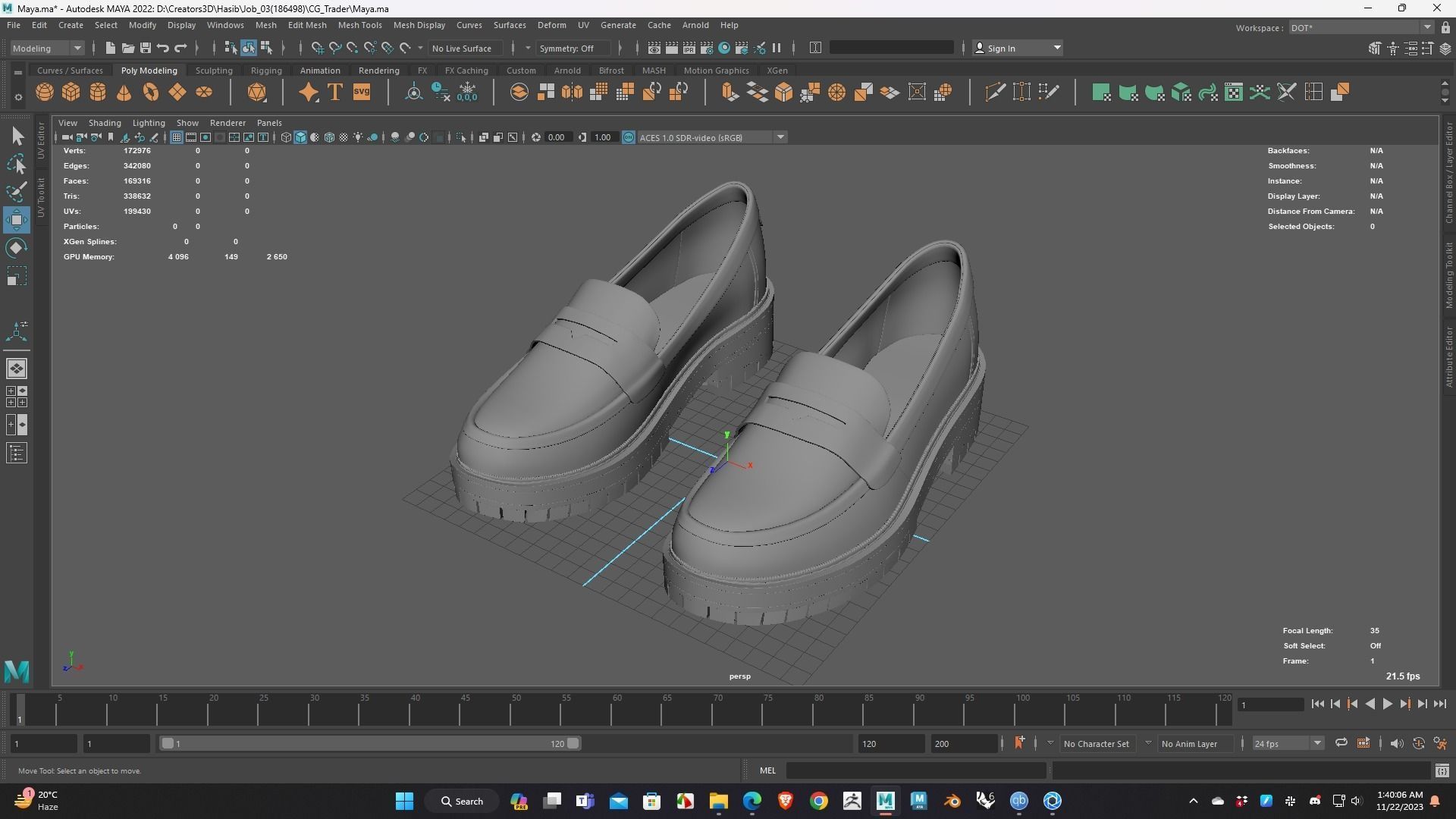 Shoe for Men Low Poly 3D Model for WebGL Ready Low-poly 3D model Low-poly 3D model_2