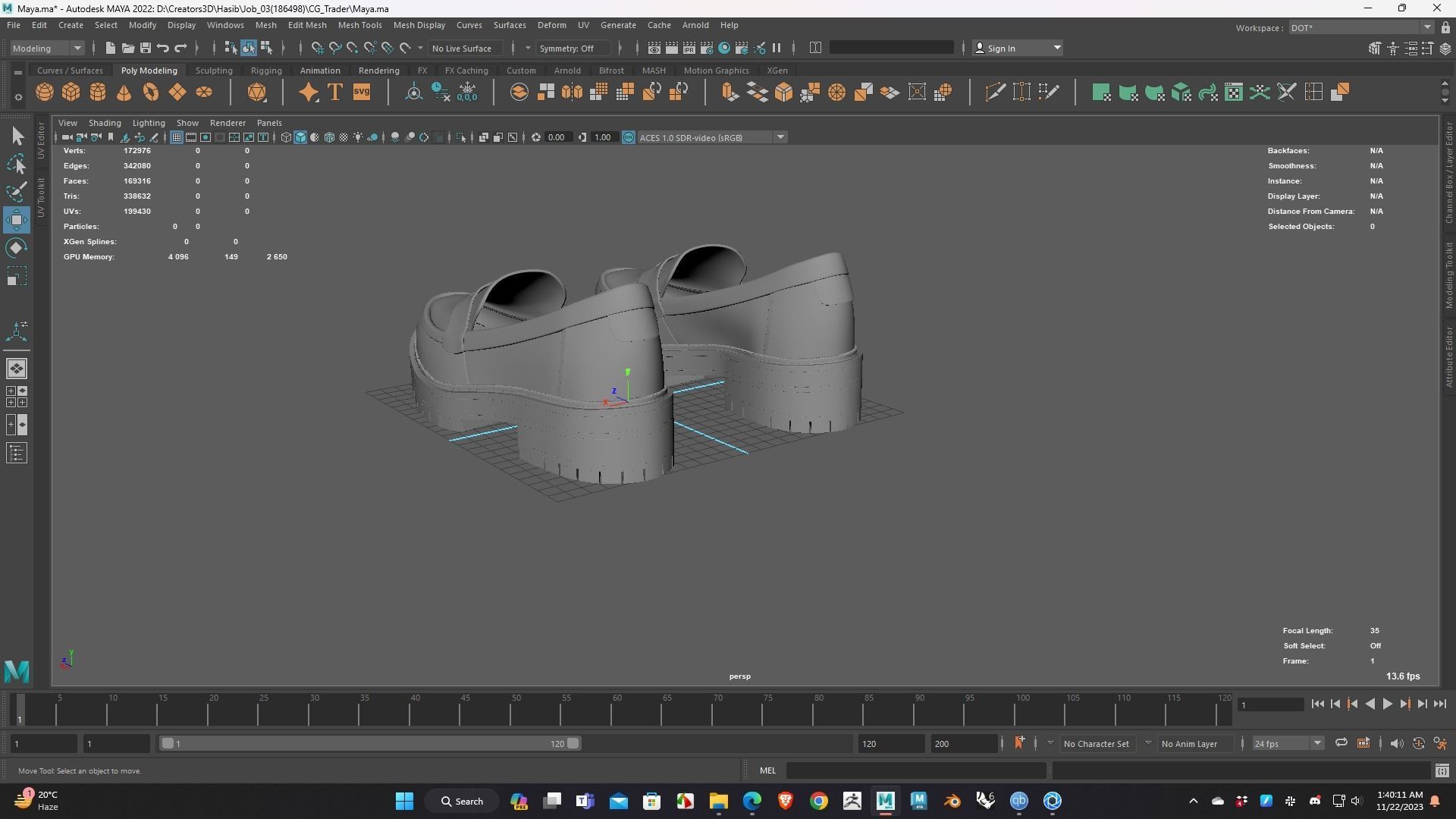 Shoe for Men Low Poly 3D Model for WebGL Ready Low-poly 3D model Low-poly 3D model_3