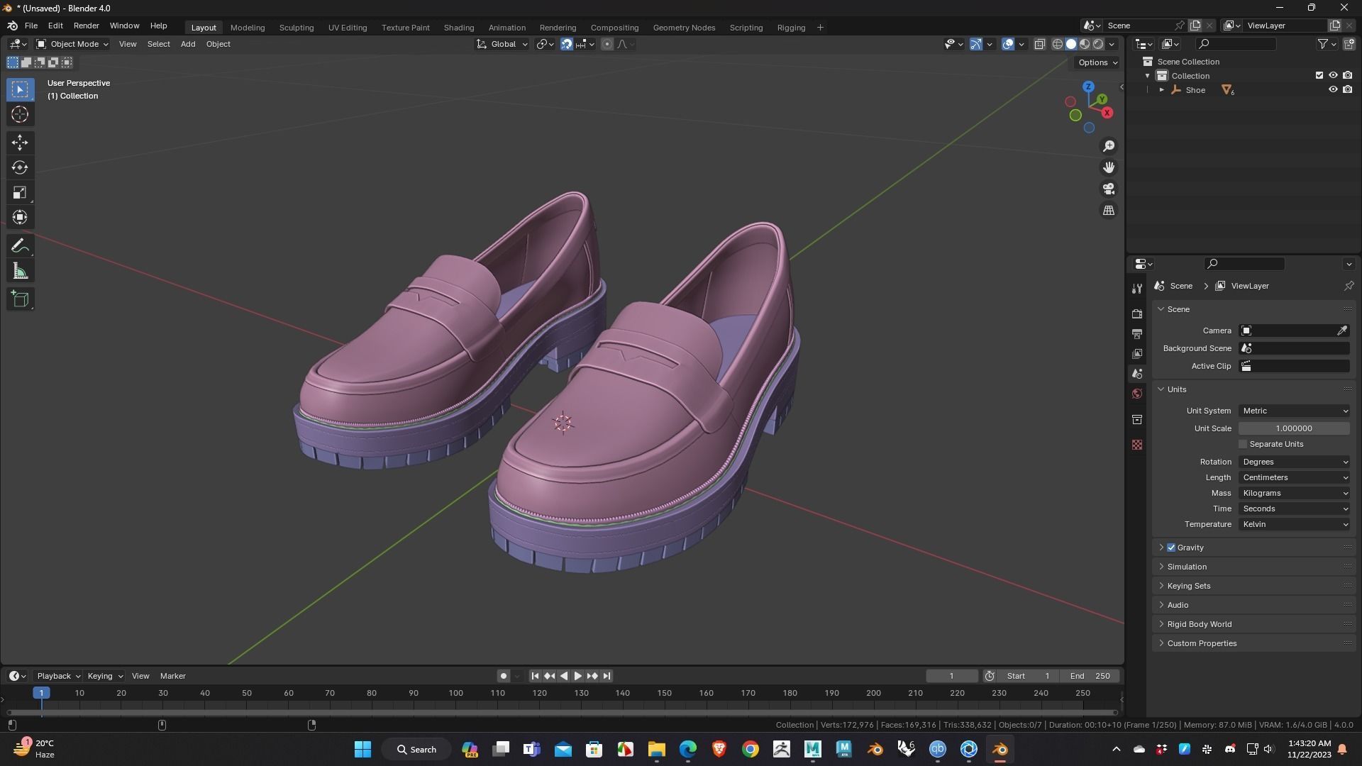 Shoe for Men Low Poly 3D Model for WebGL Ready Low-poly 3D model Low-poly 3D model_14