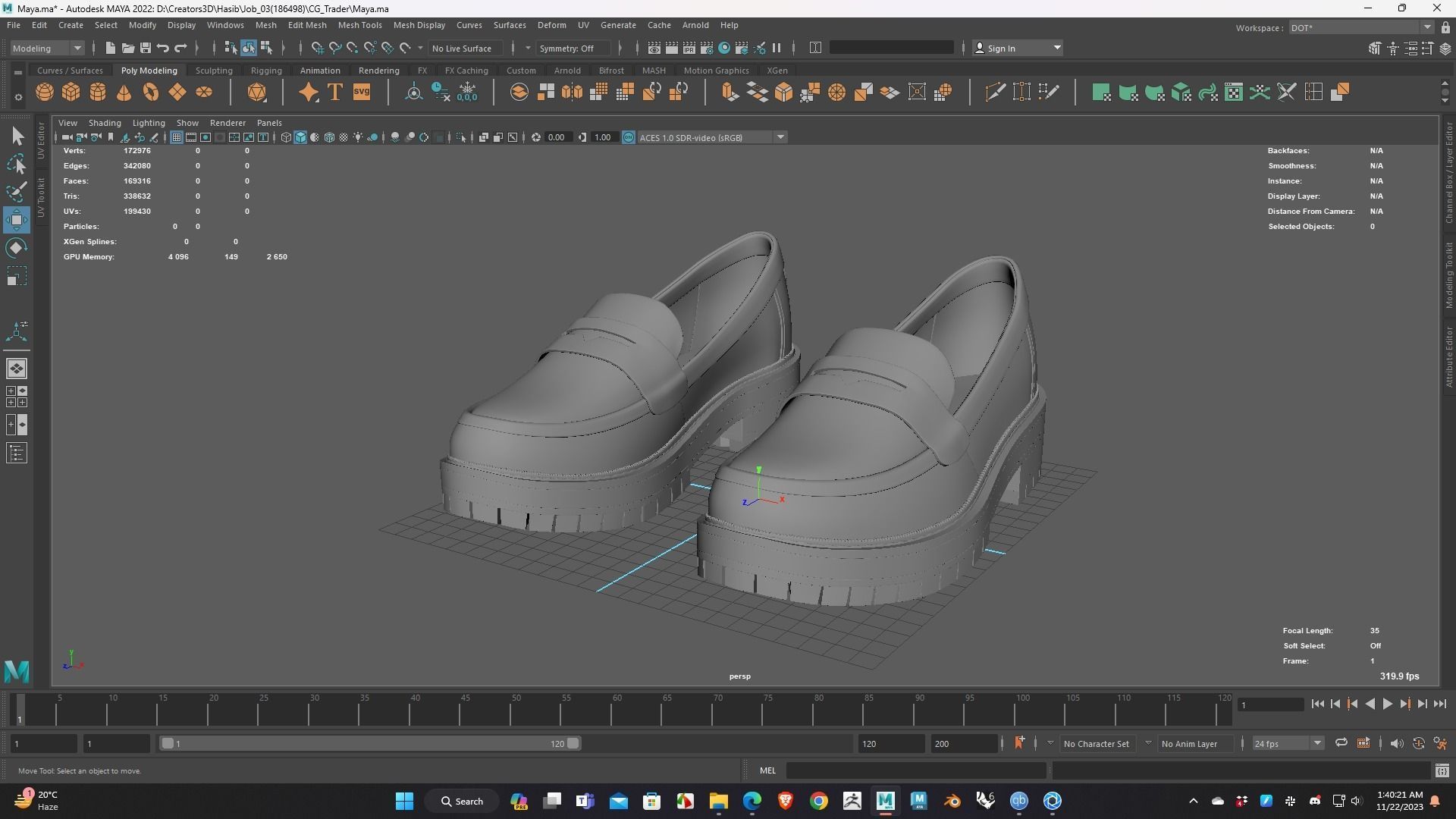 Shoe for Men Low Poly 3D Model for WebGL Ready Low-poly 3D model Low-poly 3D model_5