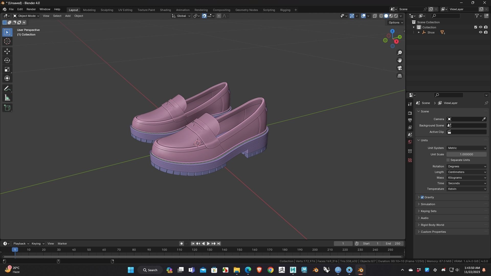 Shoe for Men Low Poly 3D Model for WebGL Ready Low-poly 3D model Low-poly 3D model_20