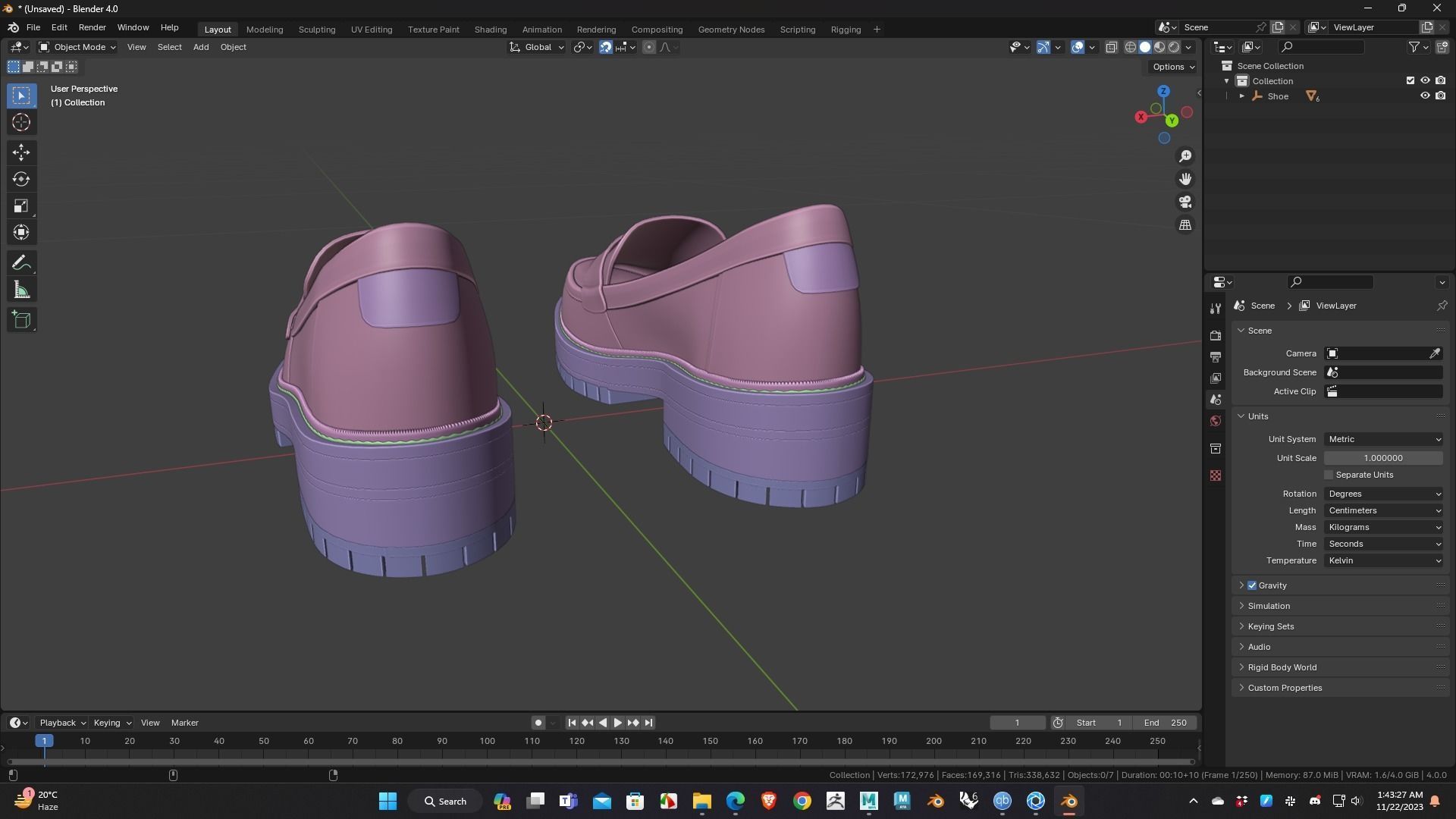 Shoe for Men Low Poly 3D Model for WebGL Ready Low-poly 3D model Low-poly 3D model_15