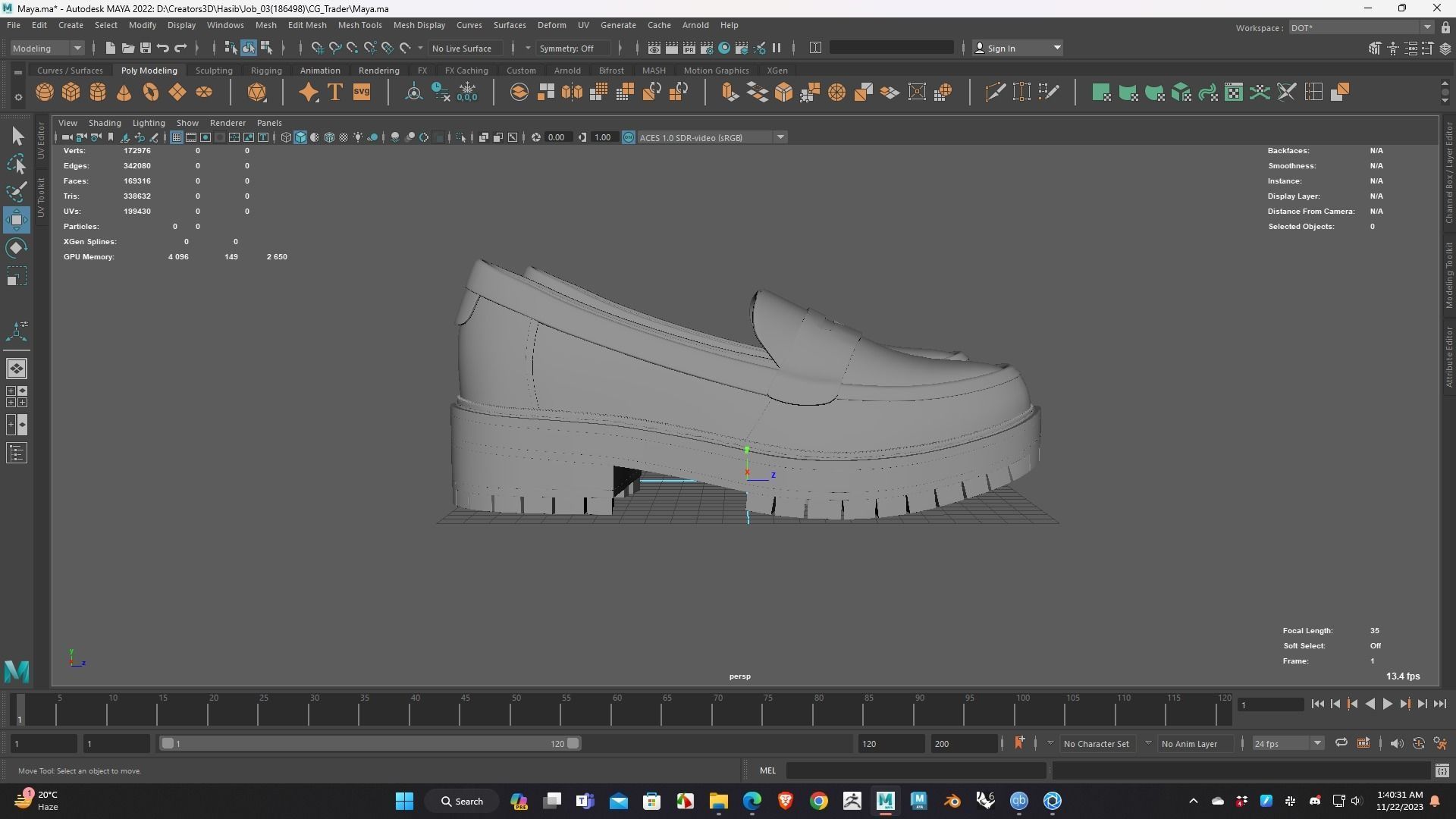 Shoe for Men Low Poly 3D Model for WebGL Ready Low-poly 3D model Low-poly 3D model_7